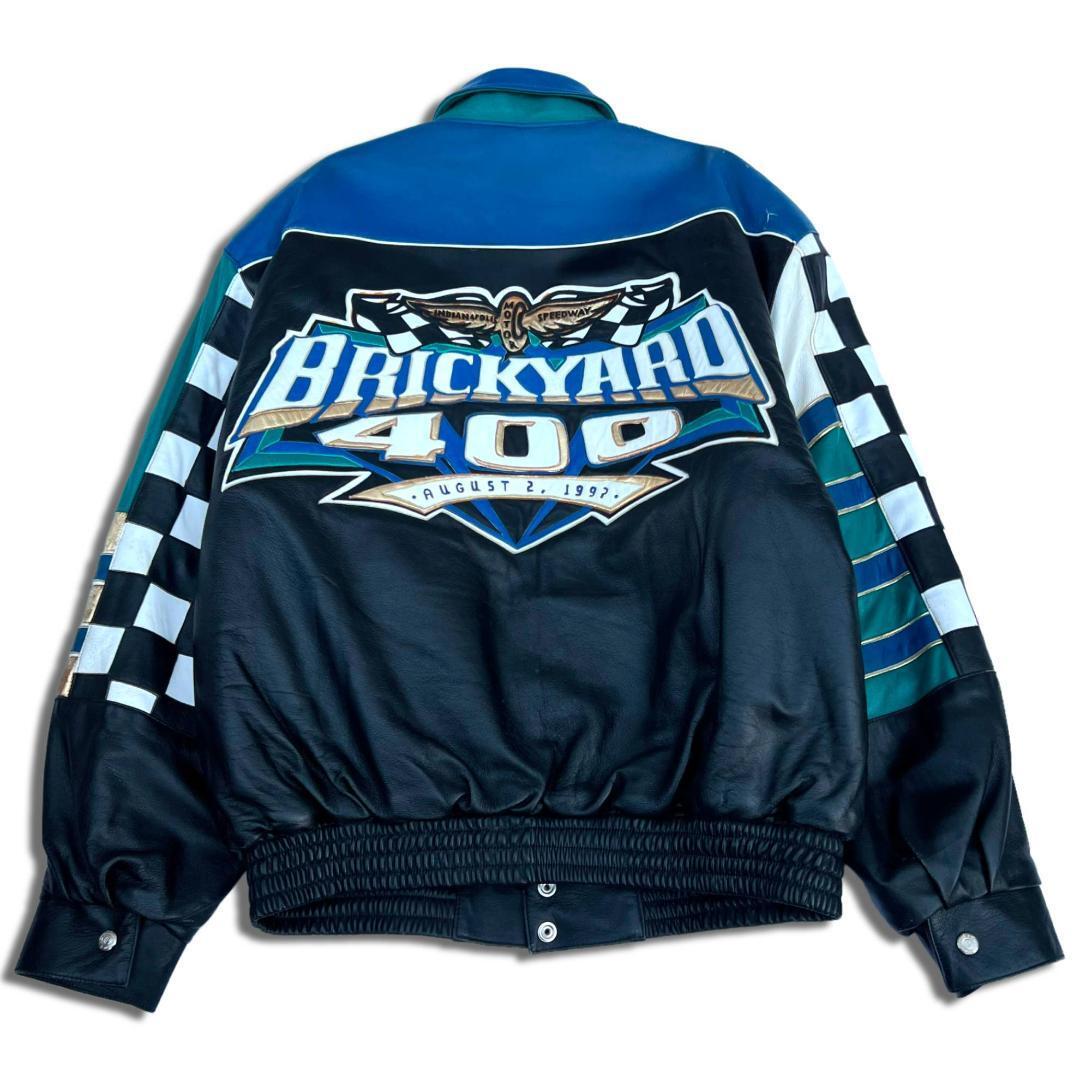 90s USA製 ジェフハミルトン レザー レーシングジャケット L Jeff