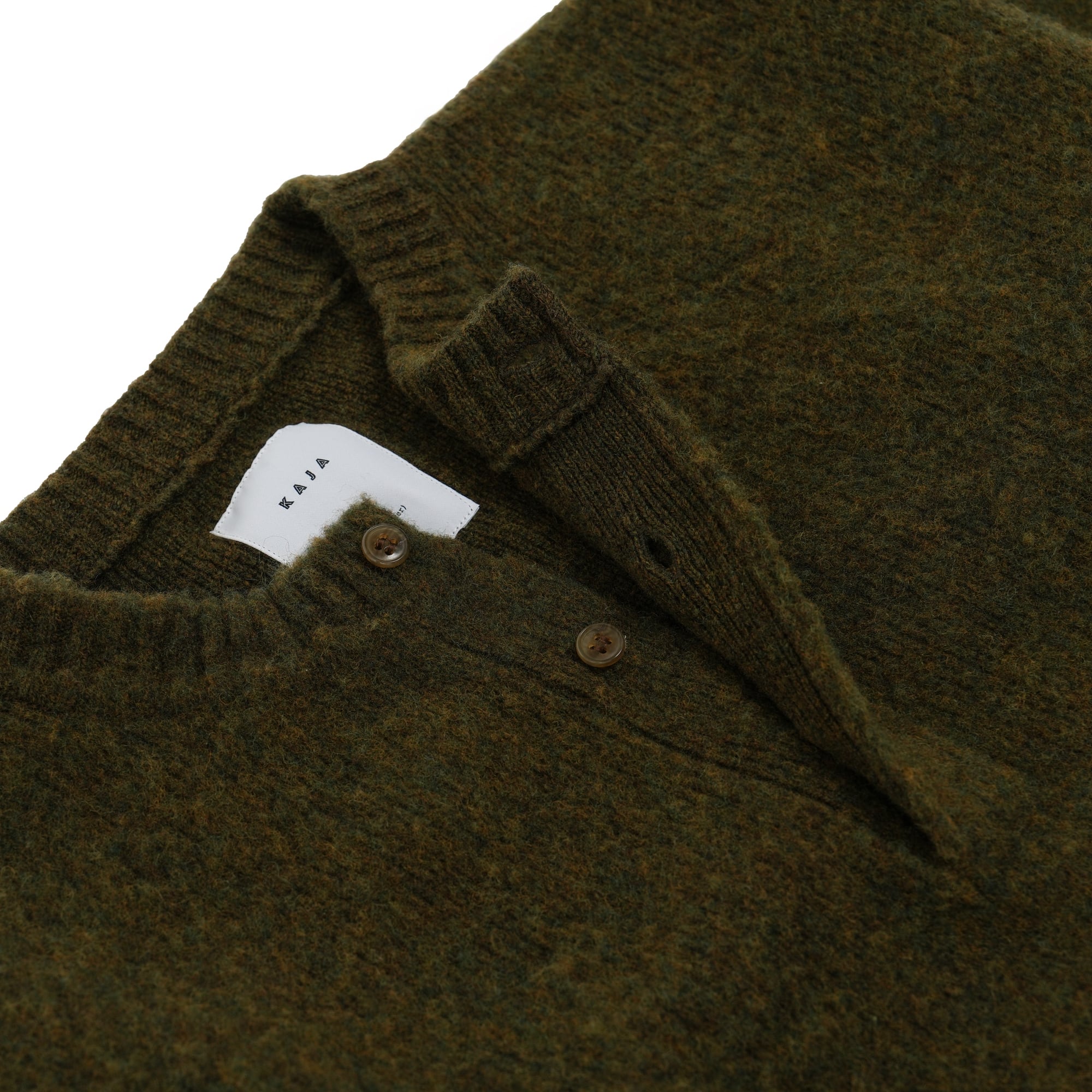 KAJA WOOL AIR YARN HENLEY NECK KNIT | KAJA