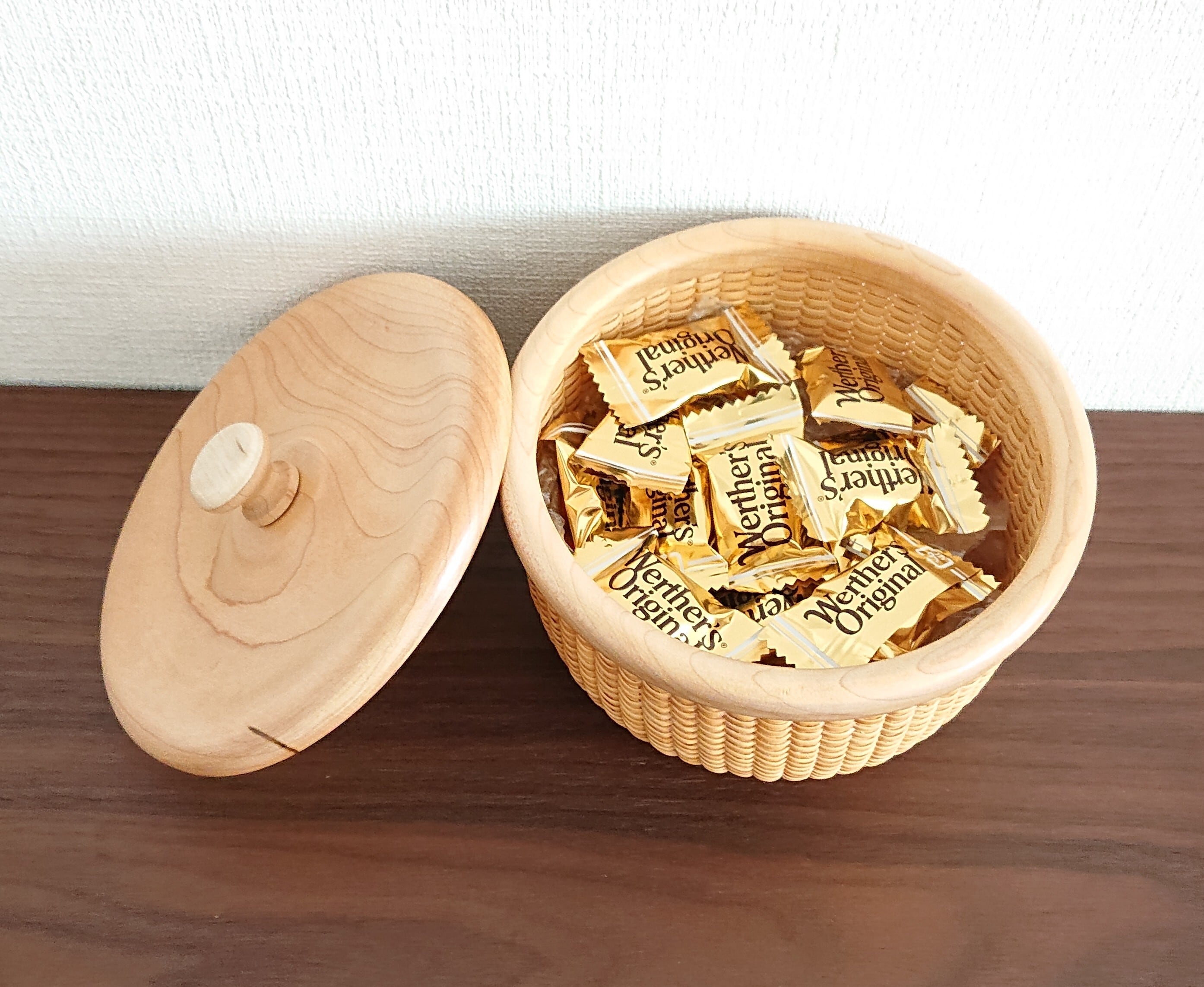 ナンタケットバスケット(ラウンド型蓋付き 5インチ メイプル) | Ayano