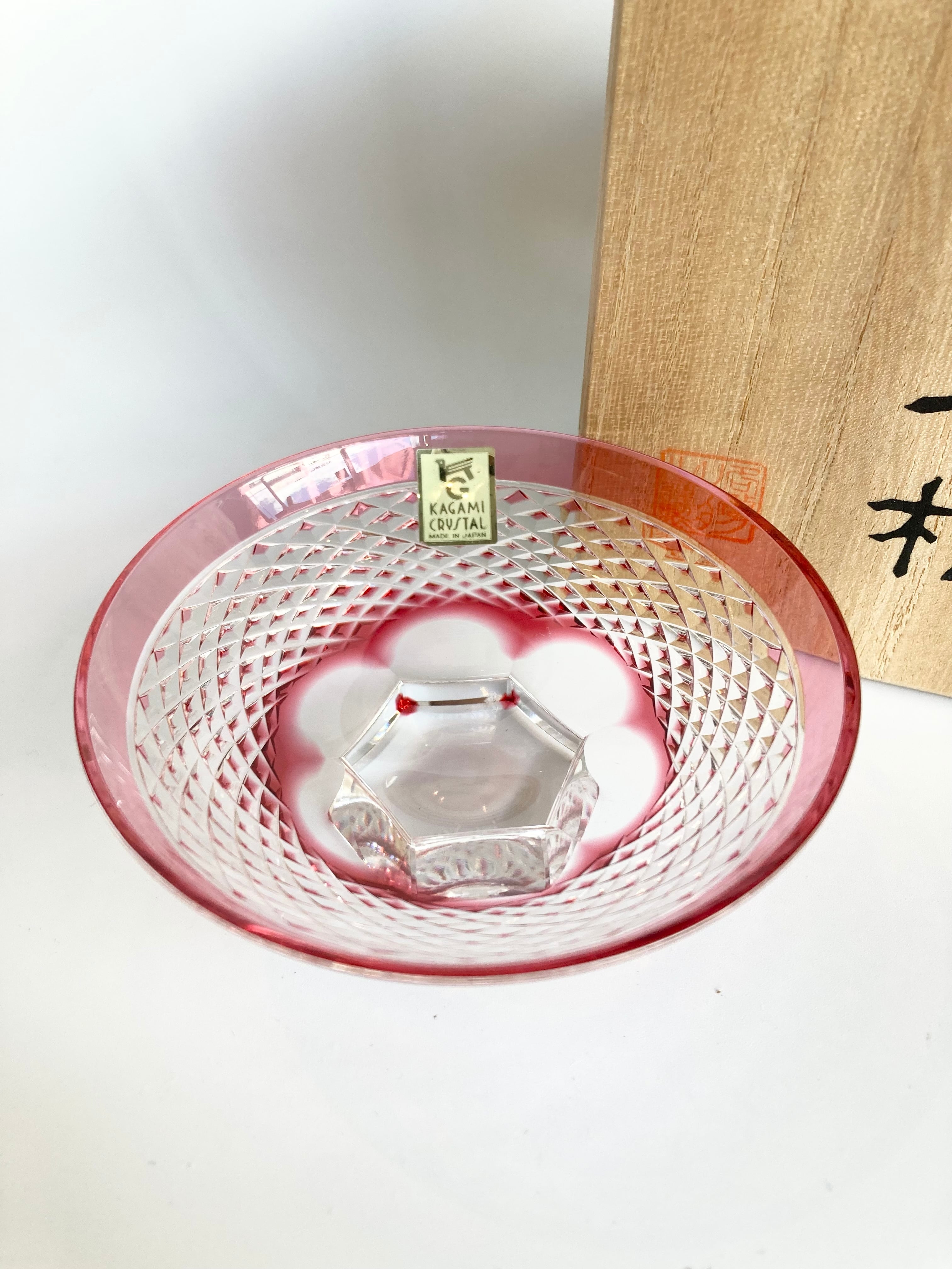 カガミクリスタル】 江戸切子 懐石杯 赤 | 若林陶器