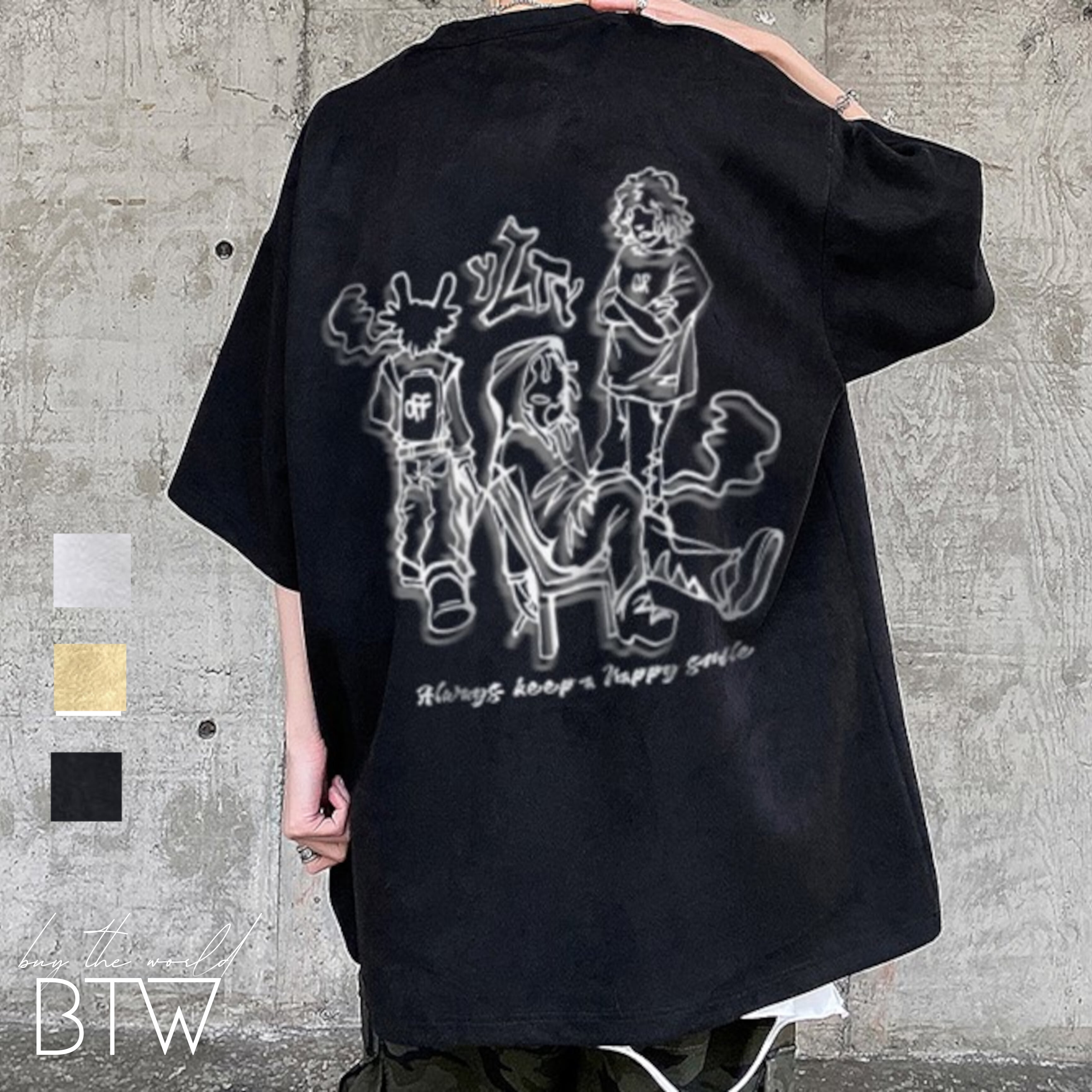韓国メンズファッション】バックプリントTシャツ クール ストリート