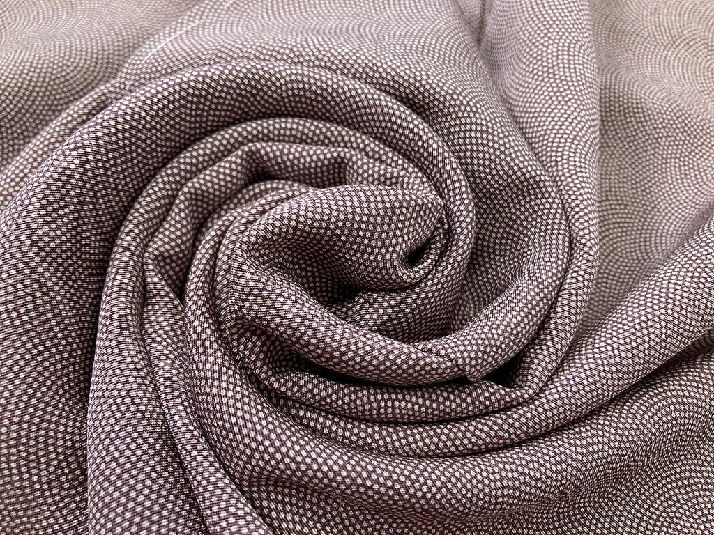 未使用 鮫小紋 色無地 一つ紋 正絹 着物 ちりめん 紫 半色 1067