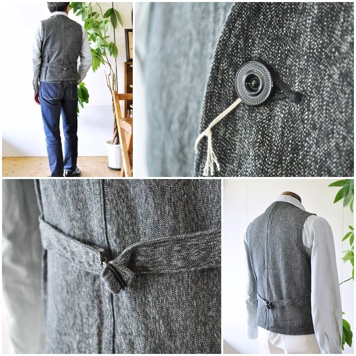 杢ベスト ブラックコバートワークベスト シュガーケーン sugarcane