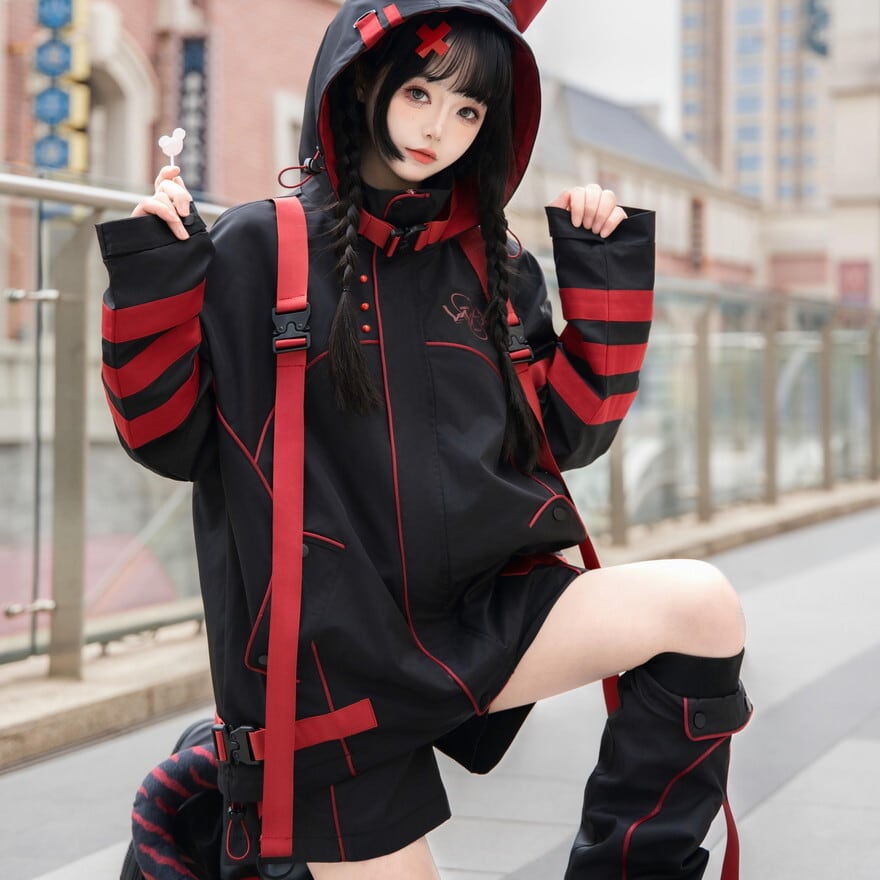 ゴスロリ通販 With U 地雷系 猫耳 セットアップ サイバーパンク