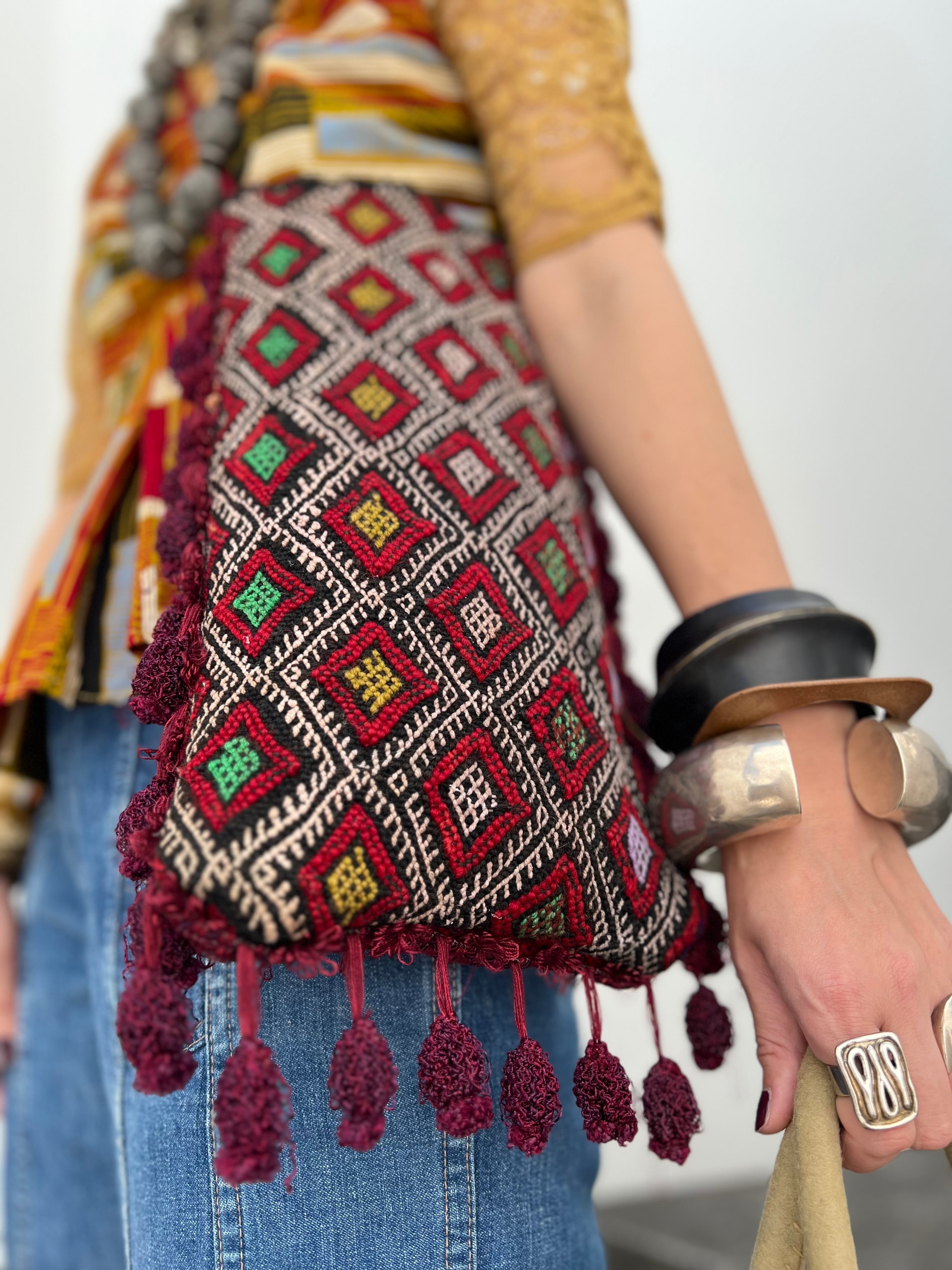 Vintage Moroccan berber wool rug bag ( ヴィンテージ モロッコ