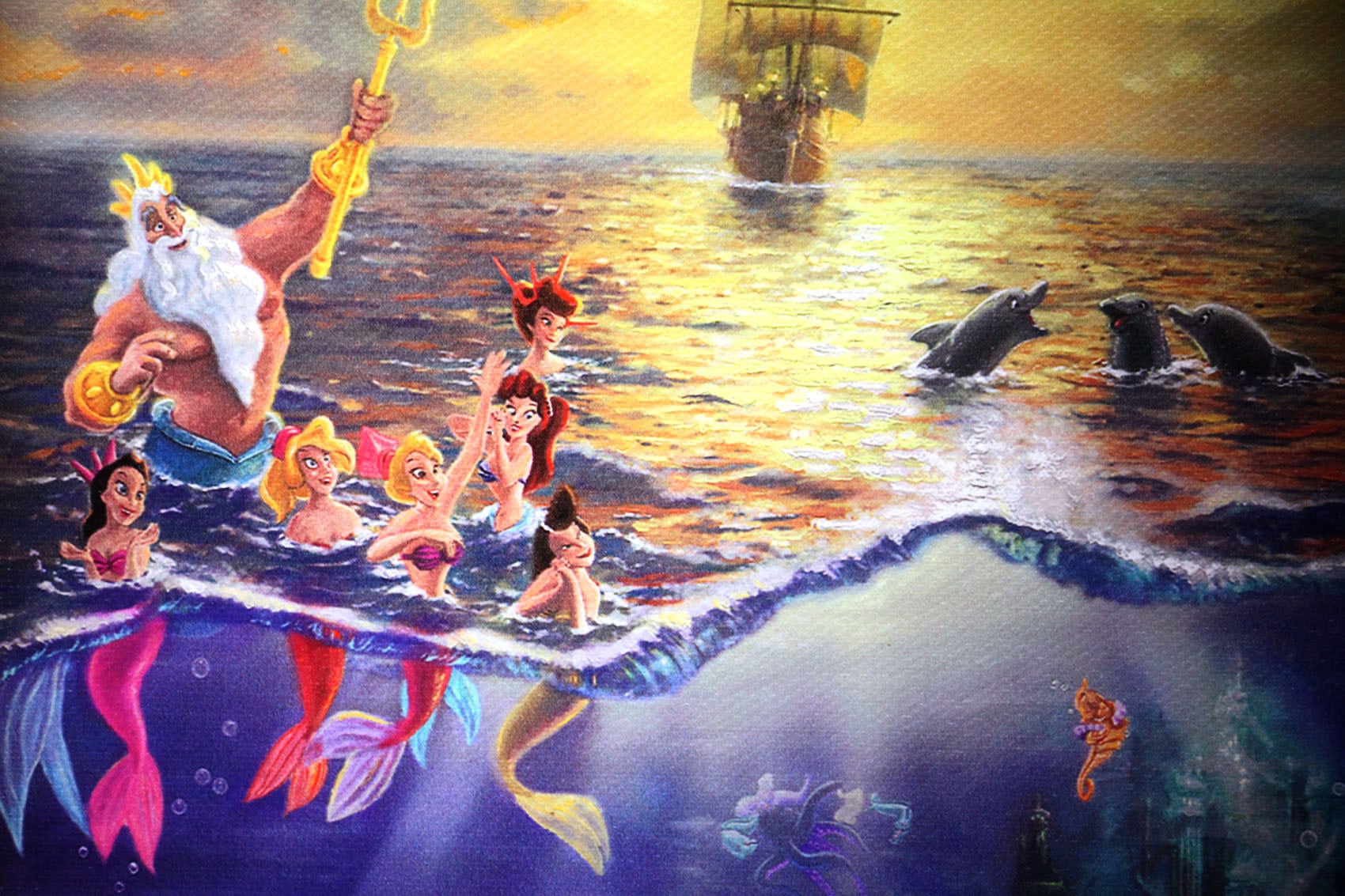 ディズニー絵画 リトル マーメイド 作品証明書 展示用フック付