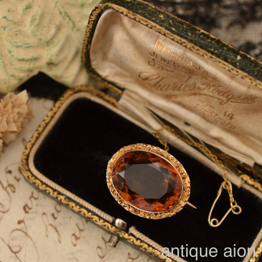 英国アンティーク 19世紀後期頃 ヴィクトリア朝時代 9金 天然シトリン