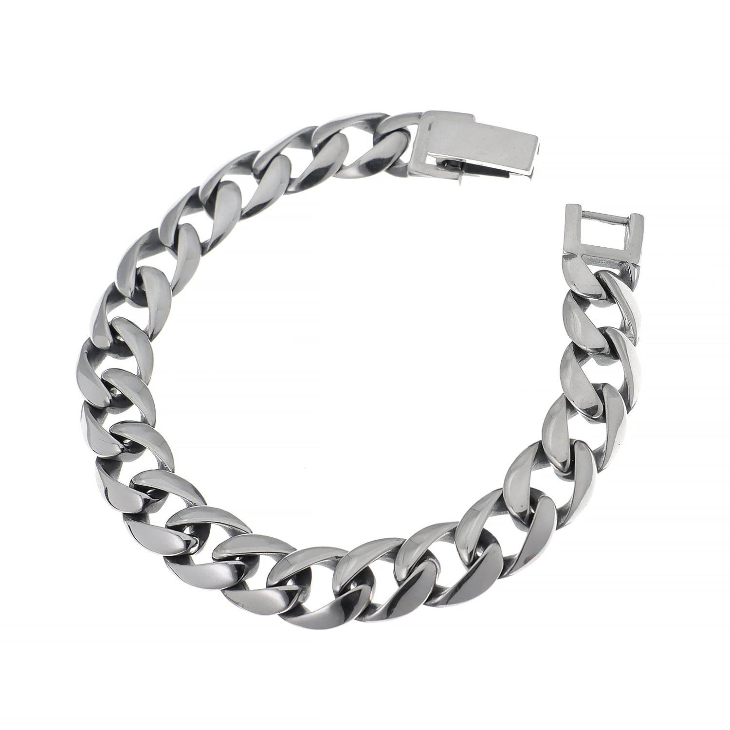 シルバー925 燻し銀 喜平チェーン ブレスレット クリップ式留め具 燻し