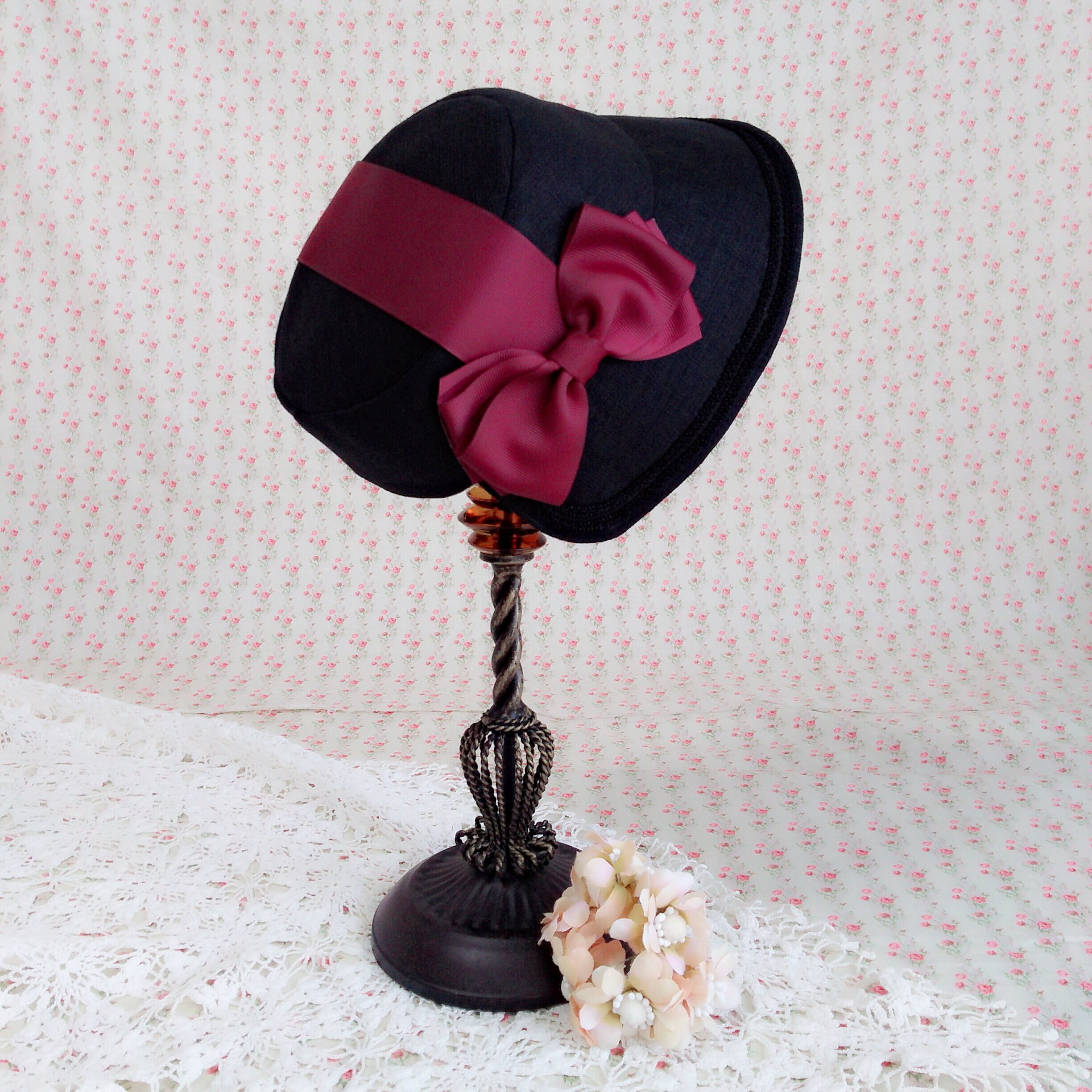 アノンハット 小公女のボンネ(グレー×黒) 小公女のボンネ | アノンハット