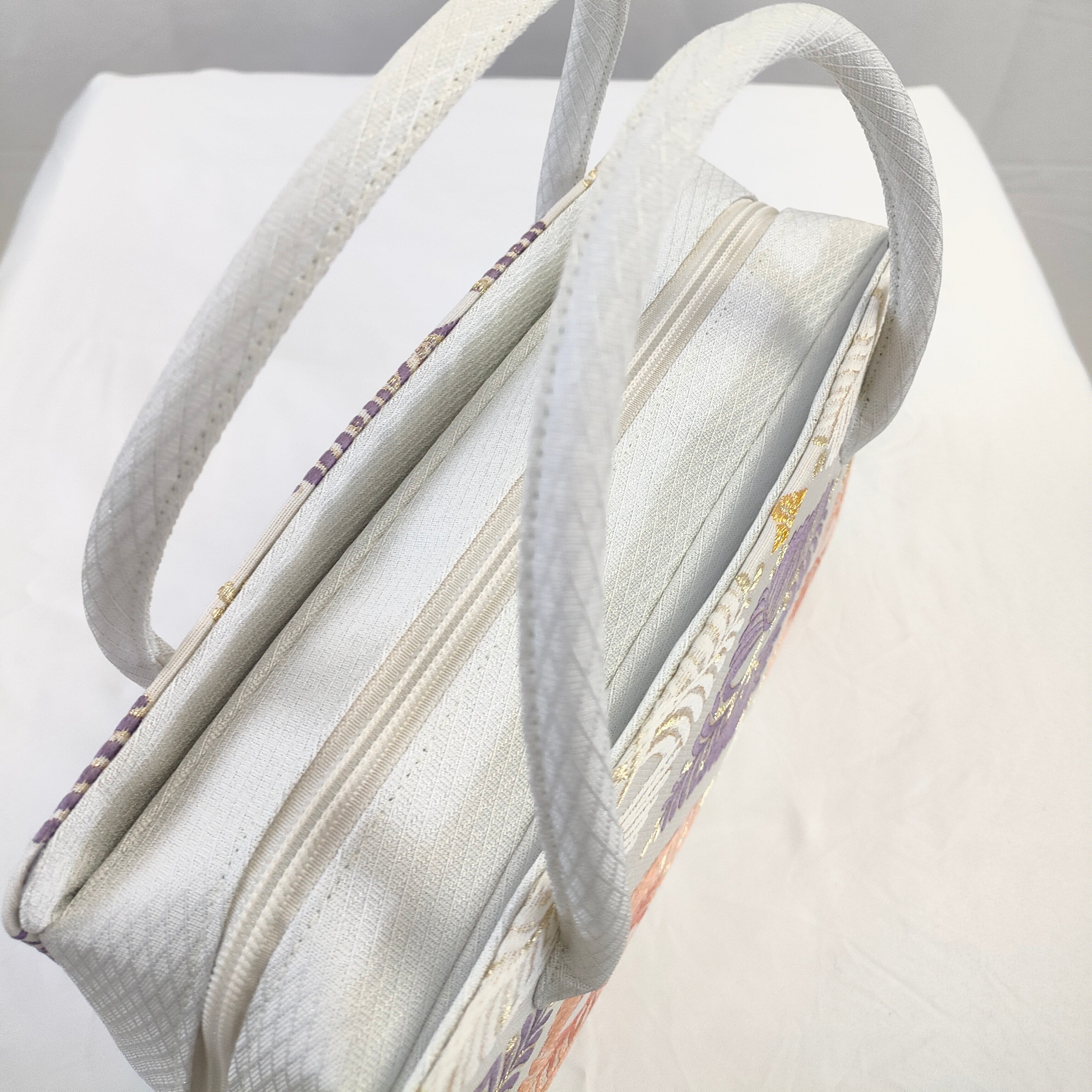 正絹 利休バッグ 西陣織 若松菱 サイドポケットでスッキリ収納 | お