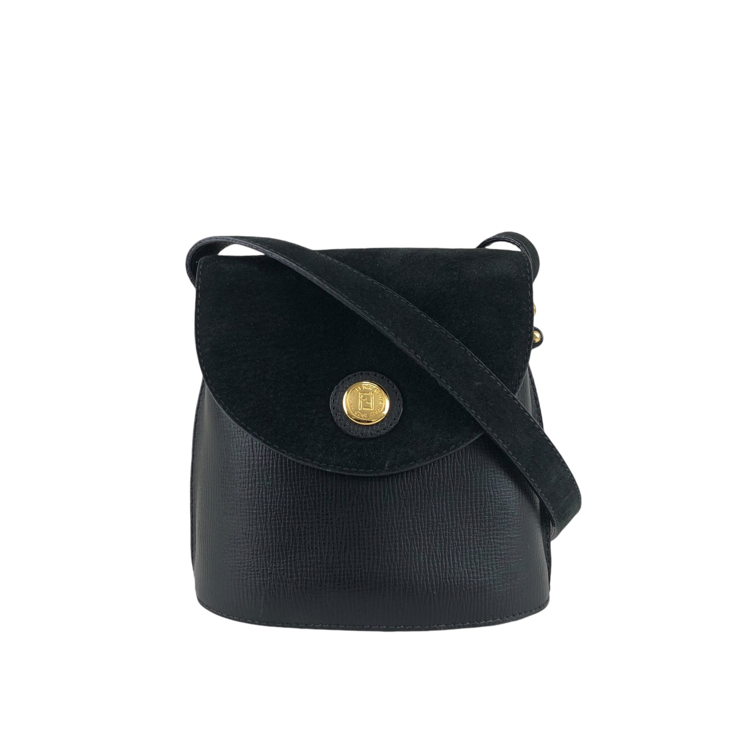 FENDI フェンディ ショルダーバッグ ブラック レザー スエード ミニ