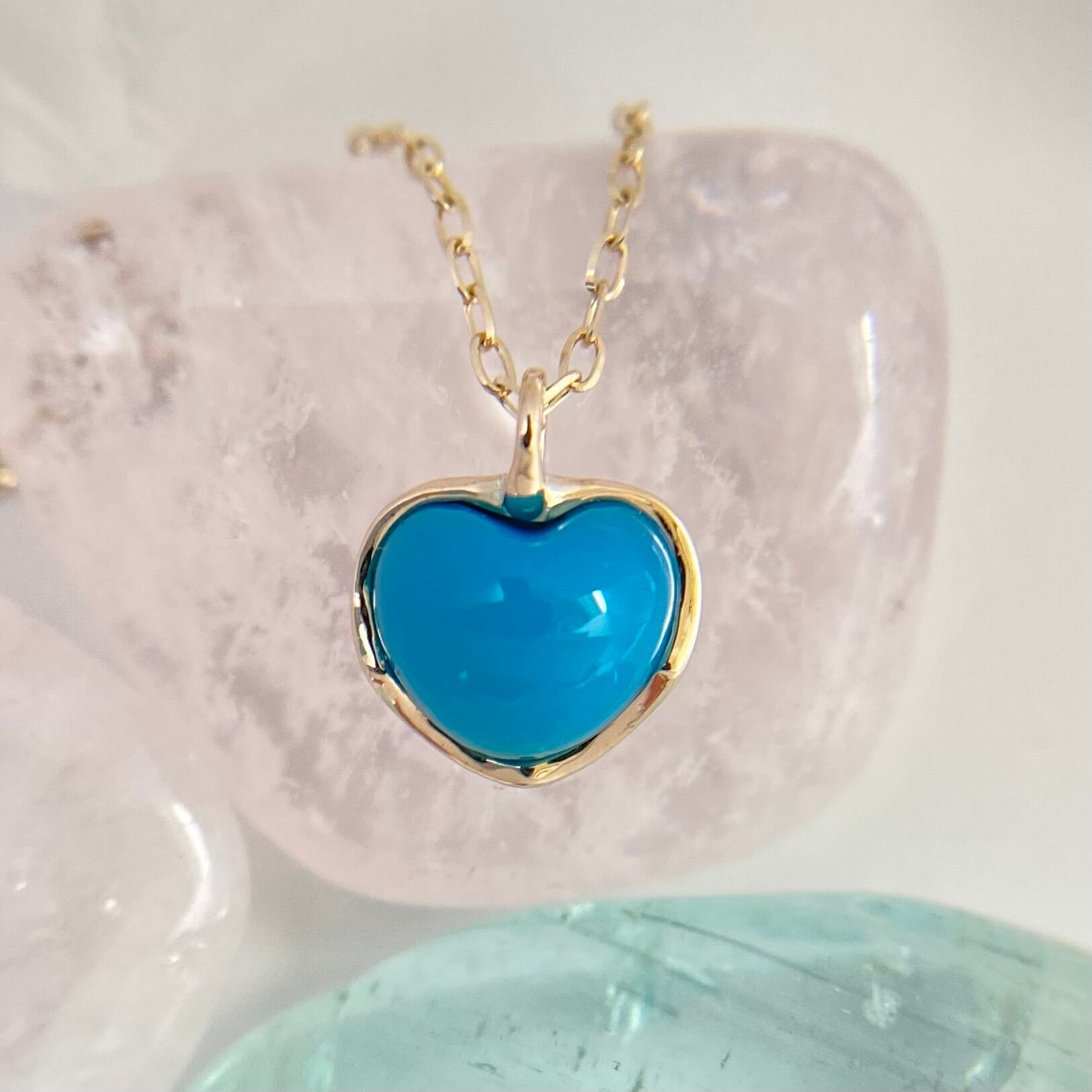 K10天然トルコ石(ターコイズ)ハートネックレス☆スリーピング