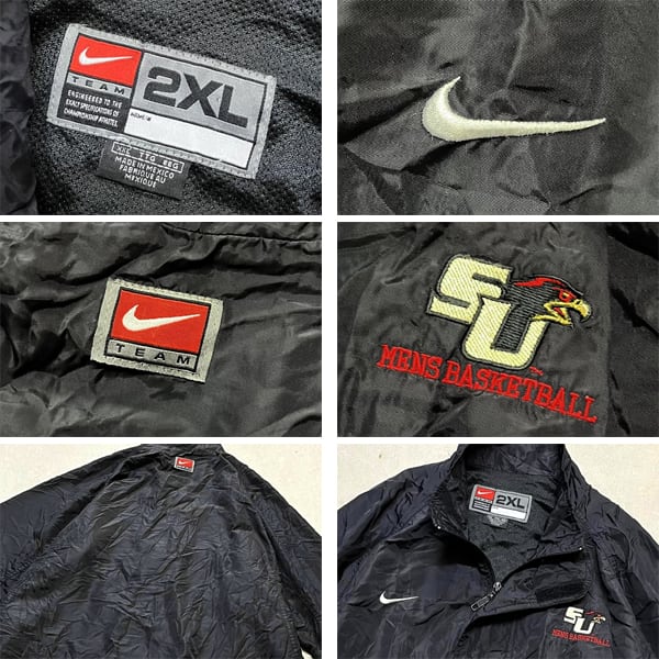 1点物◇ナイキTEAMビンテージ90s黒ナイロンジャケット古着メンズXXL