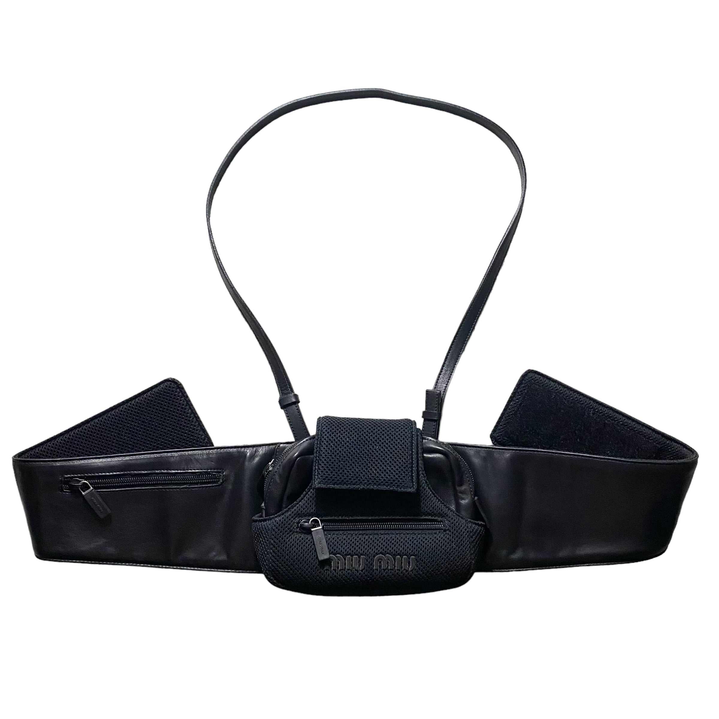 archive MIU MIU mesh × leather docking body bag | NOIR ONLINE