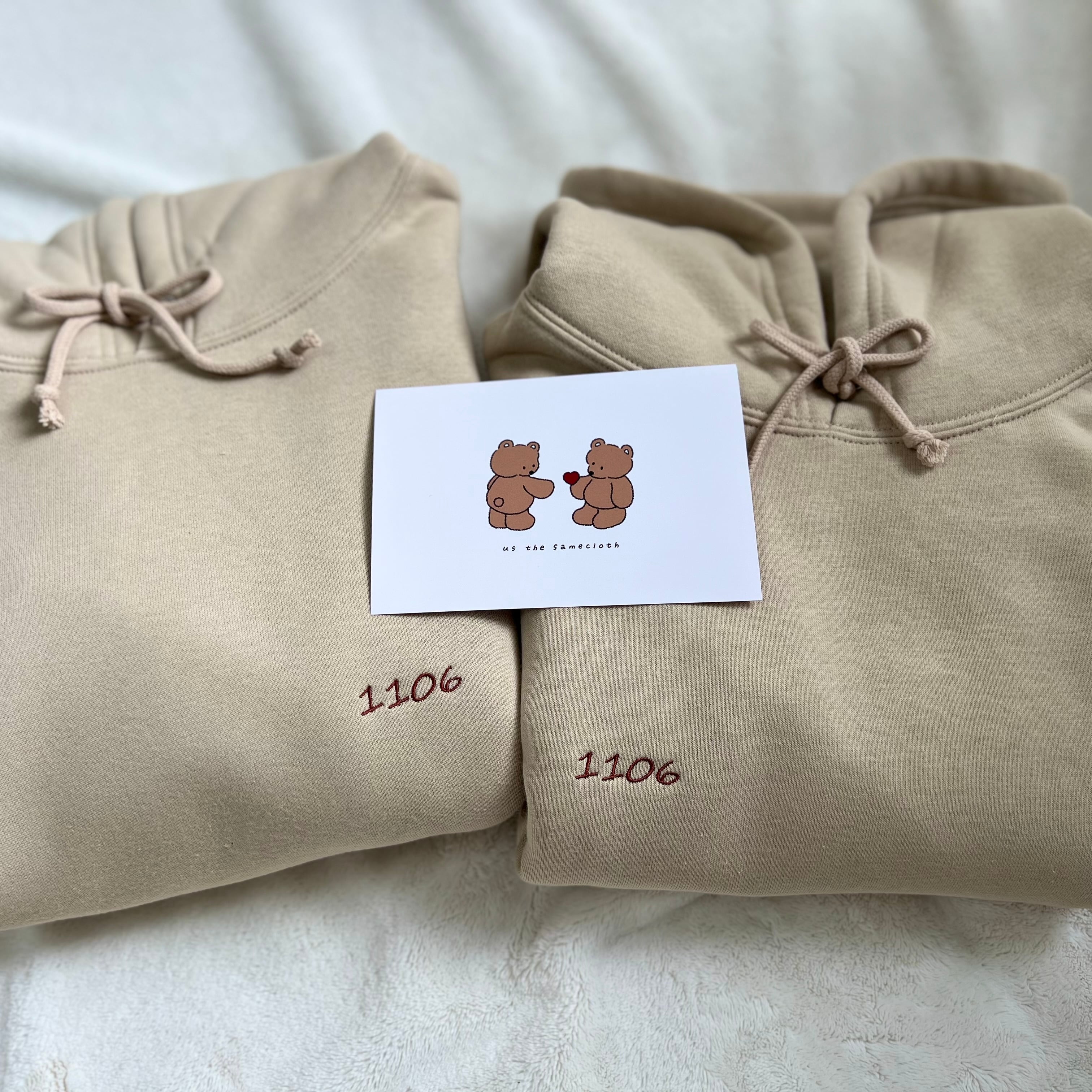 ふたりの大切な記念日orお名前パーカー（ミルクティーベージュ