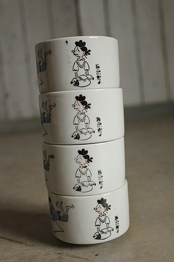 朝日新聞社 サザエさん 湯呑茶碗 4客セット | denbee 古道具