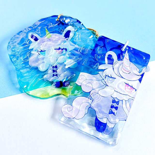 blue】水綿 アクリルキーホルダー まとめ売り 水面アクリル