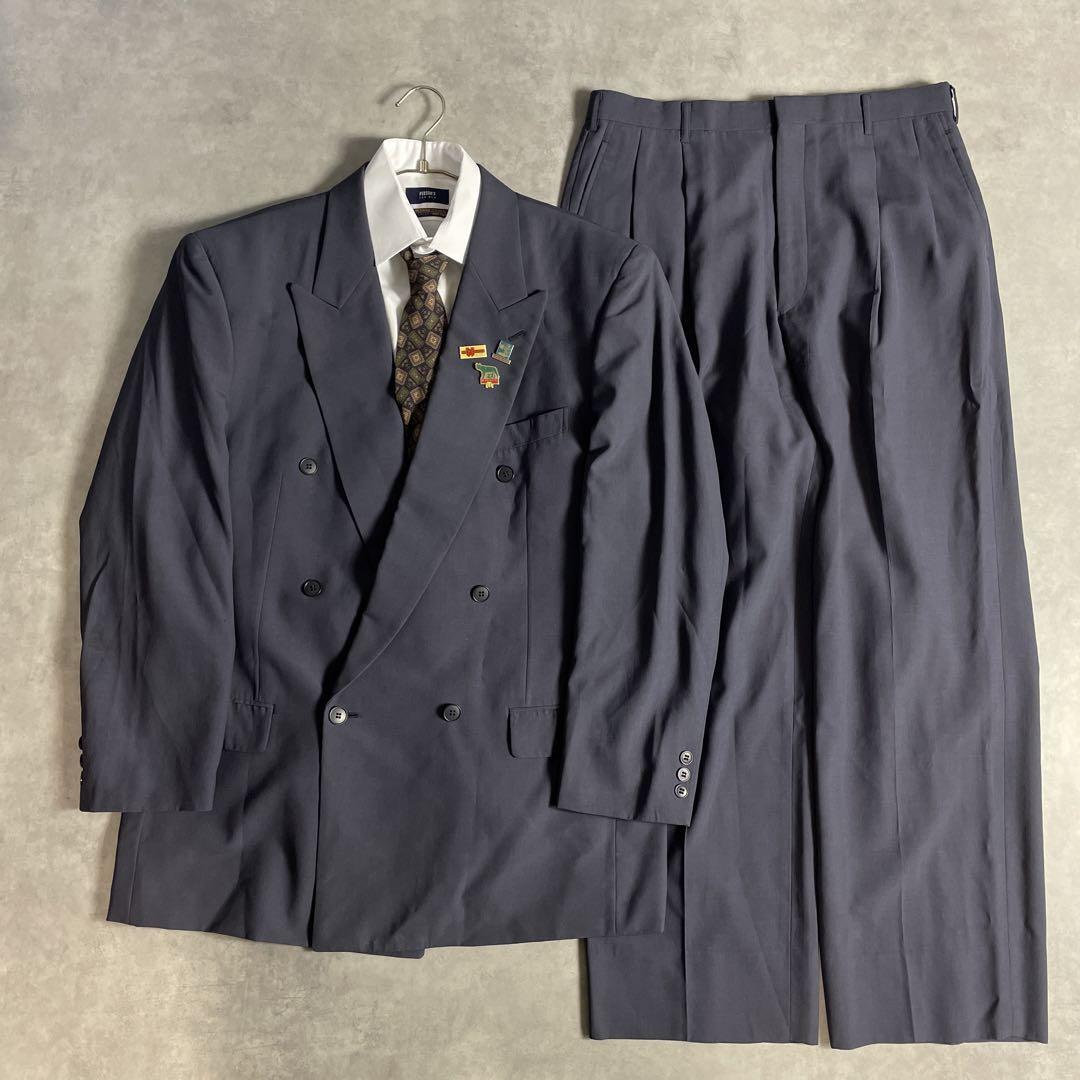 90s ヴィンテージ スーツ ダブル セットアップ 成人式vol.124 紫白 | Flog.