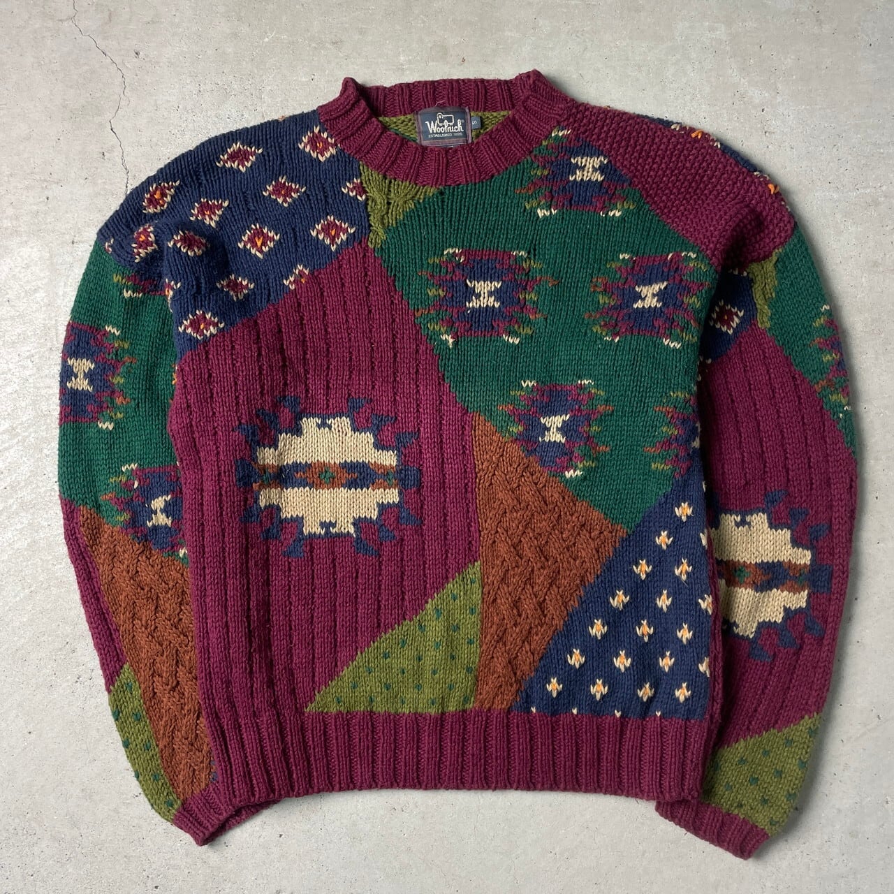 90年代 Woolrich ウールリッチ コットンニットセーター クレイジー