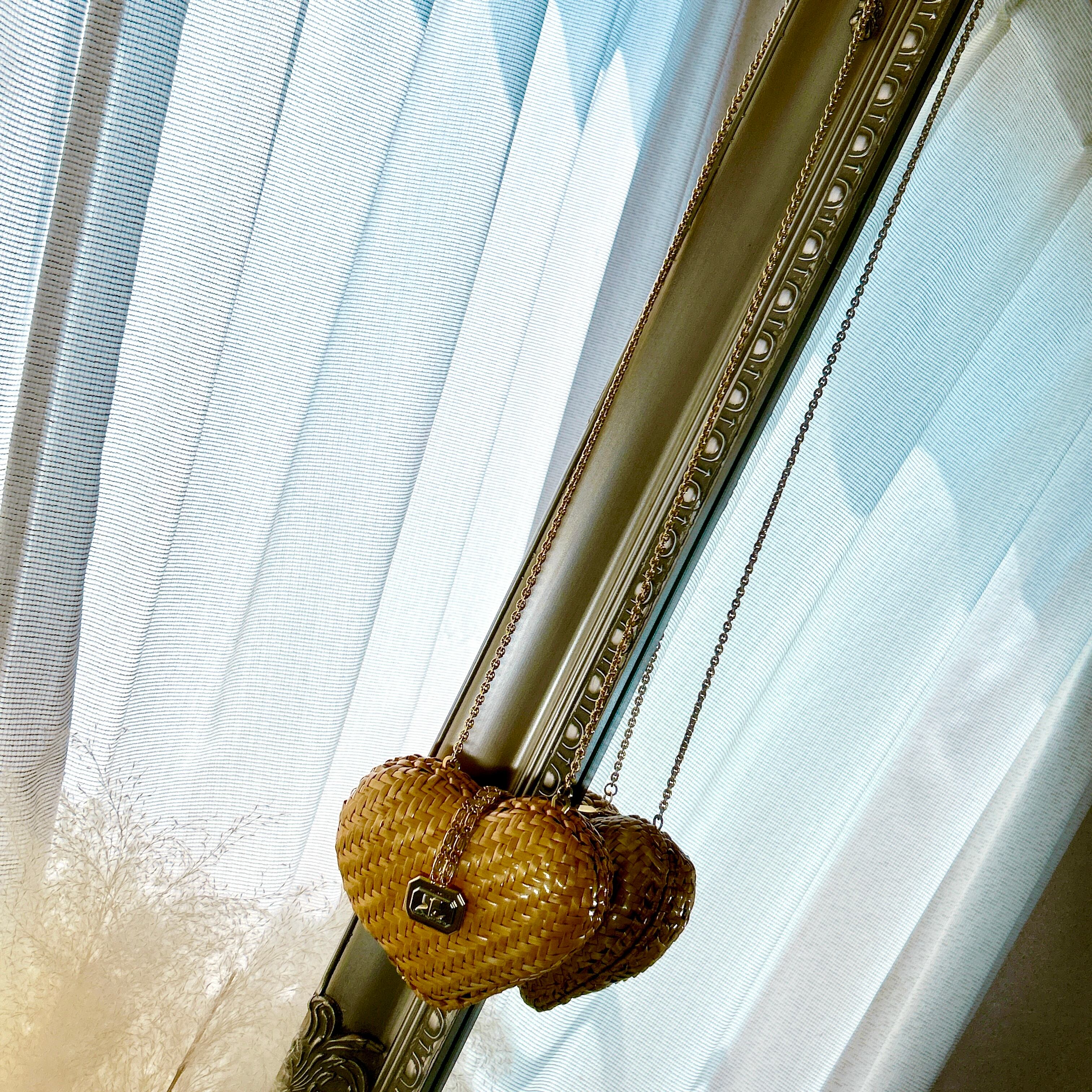 クレージュ ショルダーバッグ ハート ラタン カゴバッグ Courreges