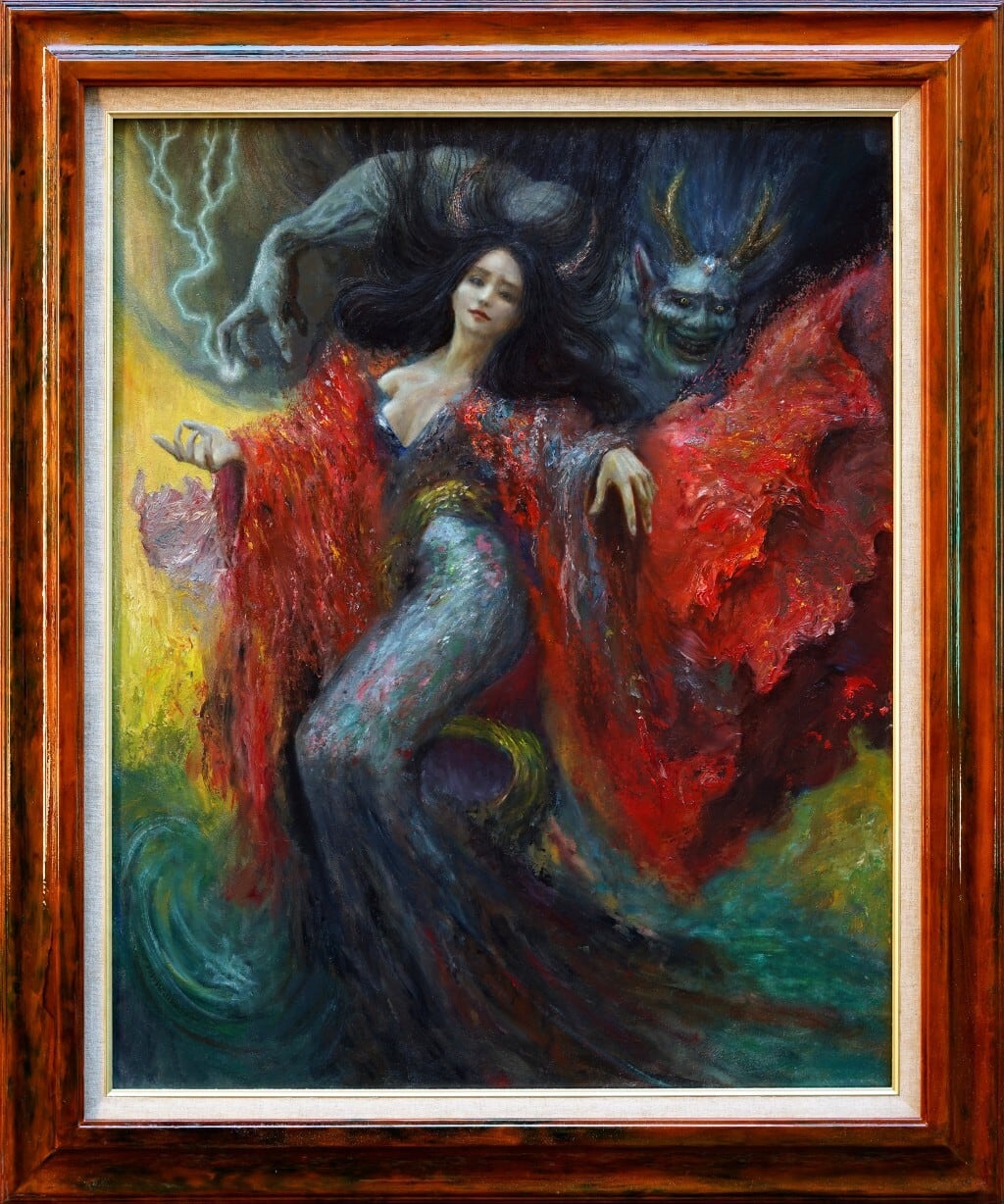 Oil painting 肉筆油彩画 日本神話 イザナミ 写実画 印象派絵画 抽象画