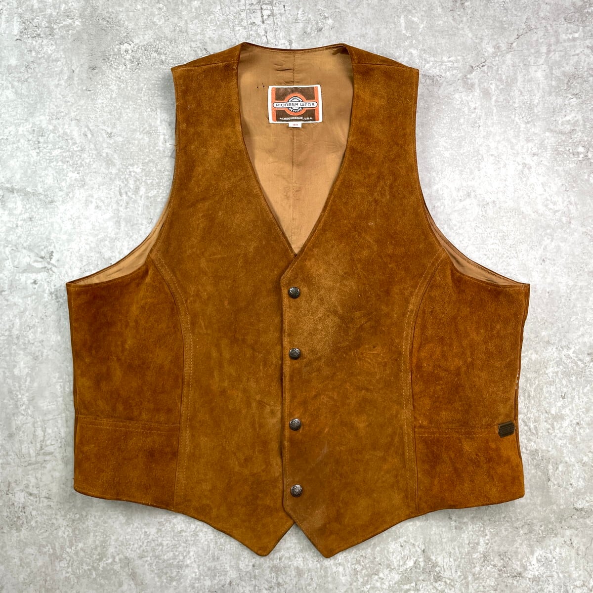 70年代 PIONEER WEAR スエードレザーベスト メンズM相当 古着 70s