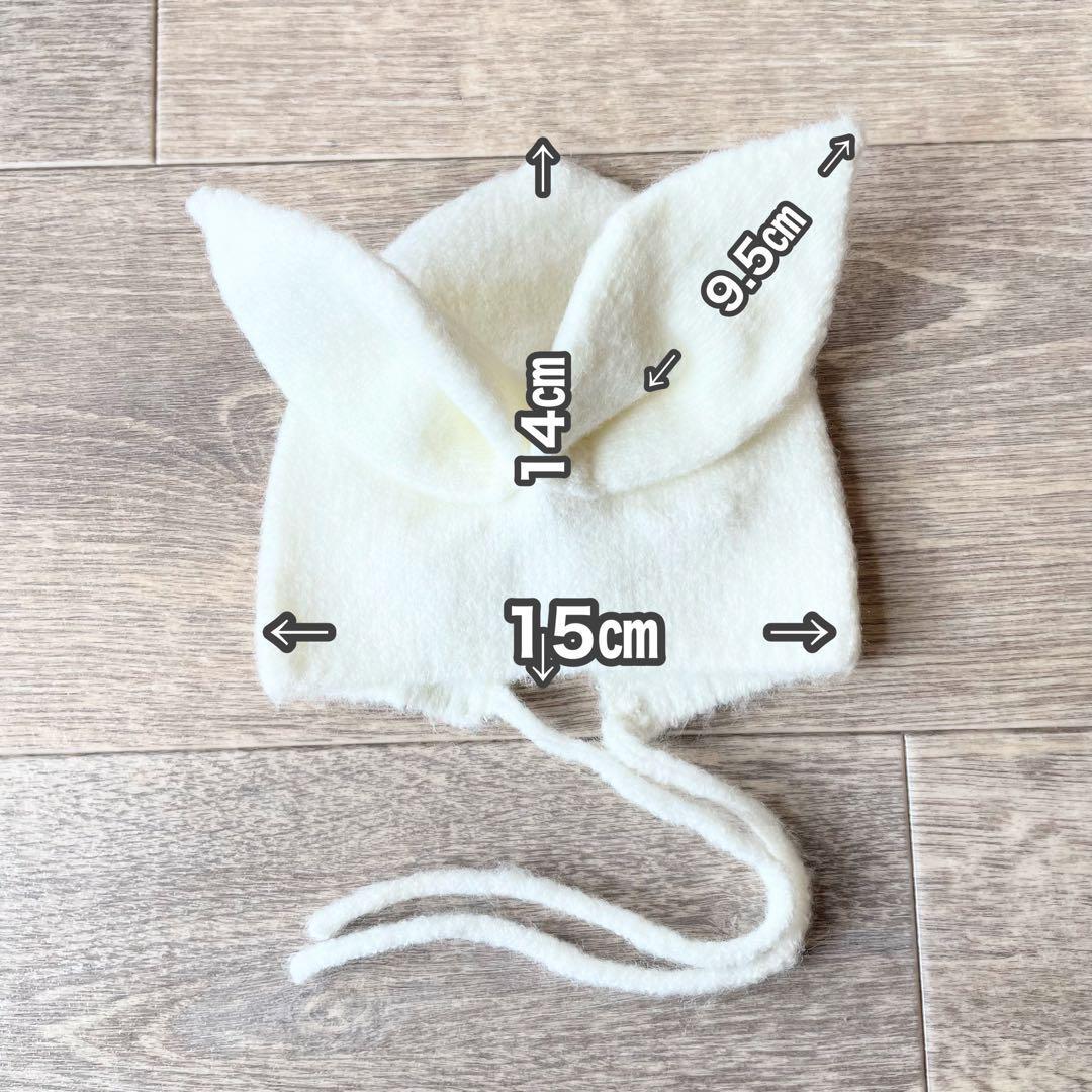 白♪うさぎの立ち耳帽子♪ニューボーンフォト撮影衣装 ベビー