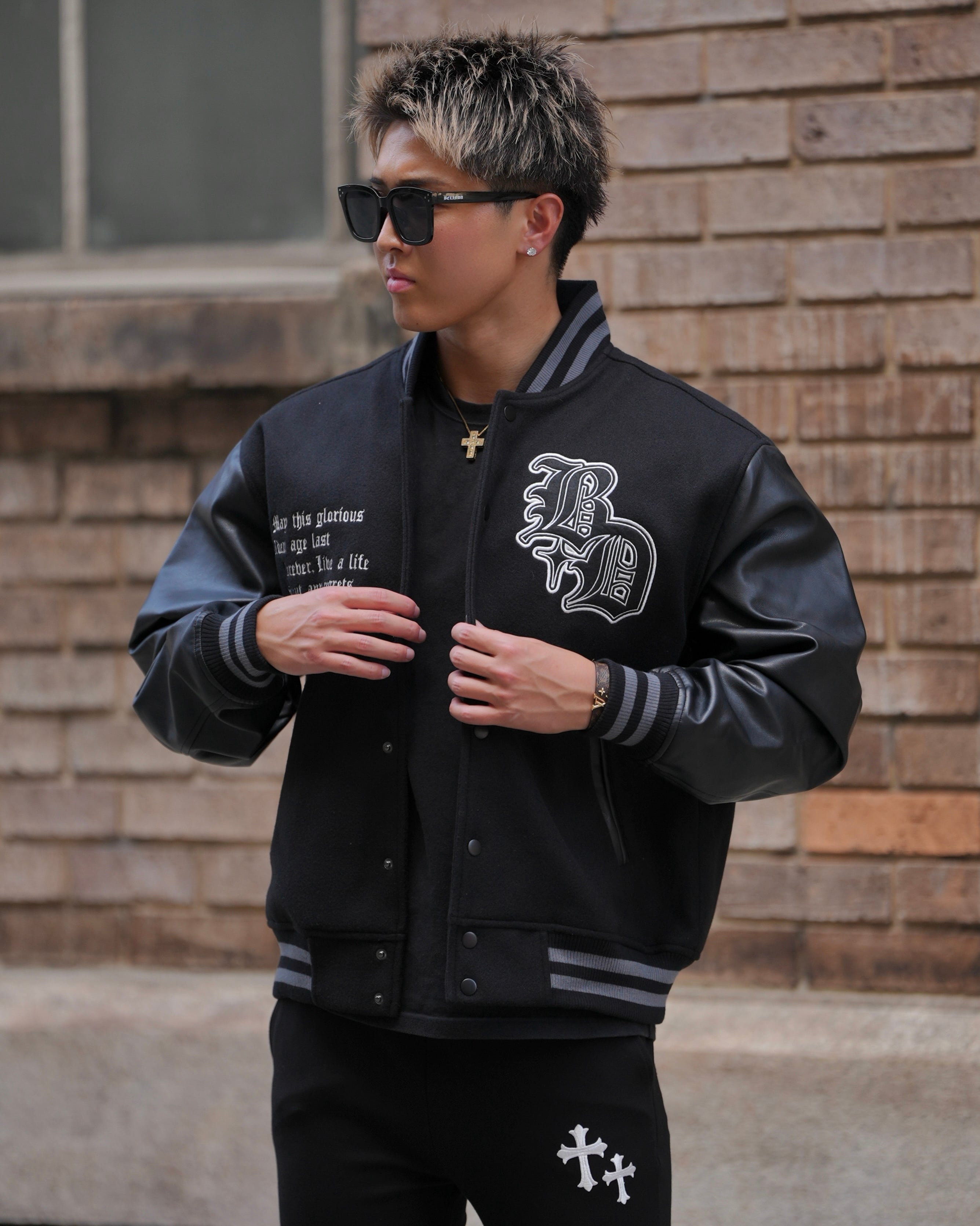 CROSS LEATHER STADIUM JACKET【BEL25-GT1】 | BELINDA OFFICIAL