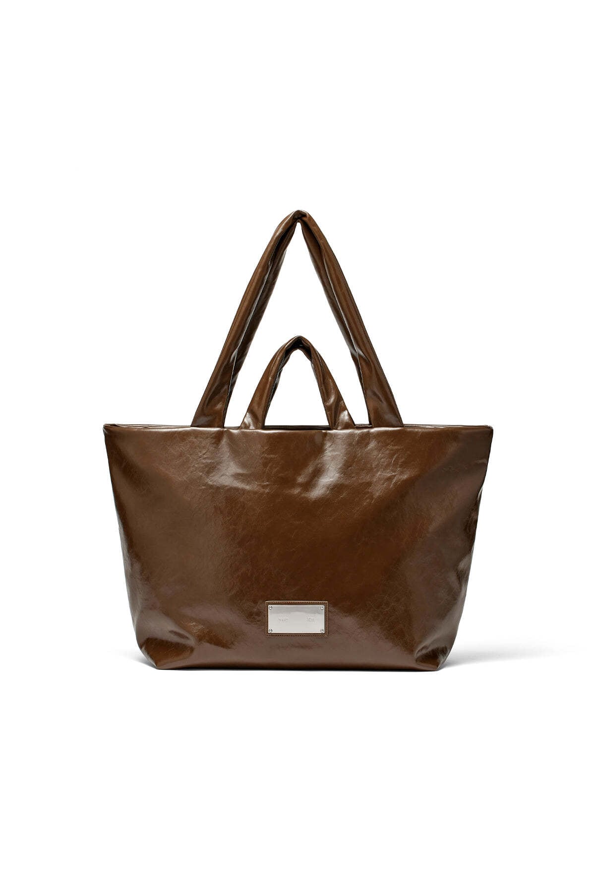 Matin Kim] EMBOSSED LOGO LEATHER MAXI BAG IN KHAKI BROWN 正規品