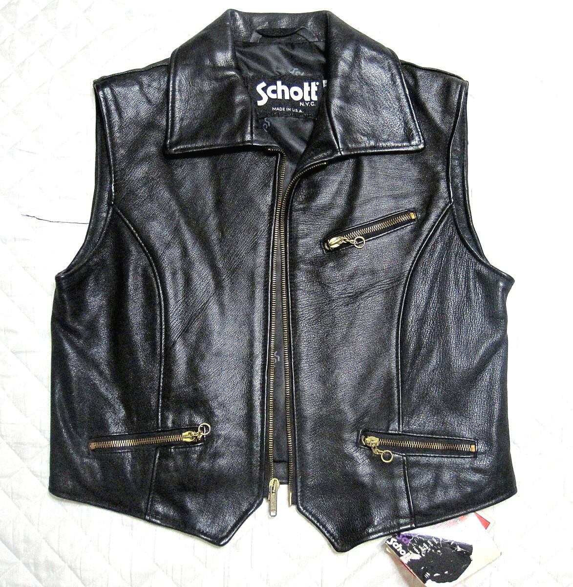 90's ショットSchott 243VW ライダース シングルベスト デッドストック