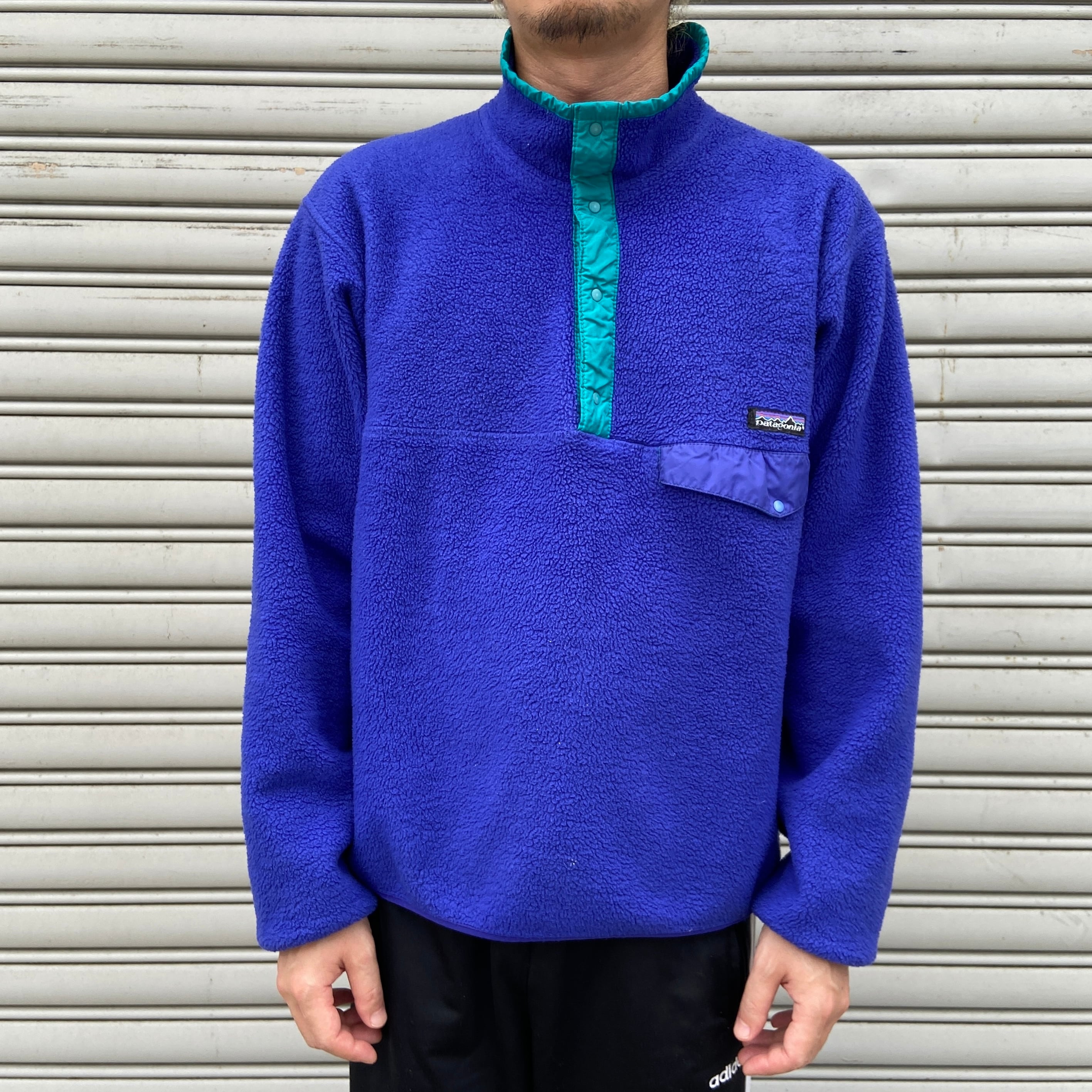 90s USA製 パタゴニア シンチラフリーススナップT プルオーバー 青 L