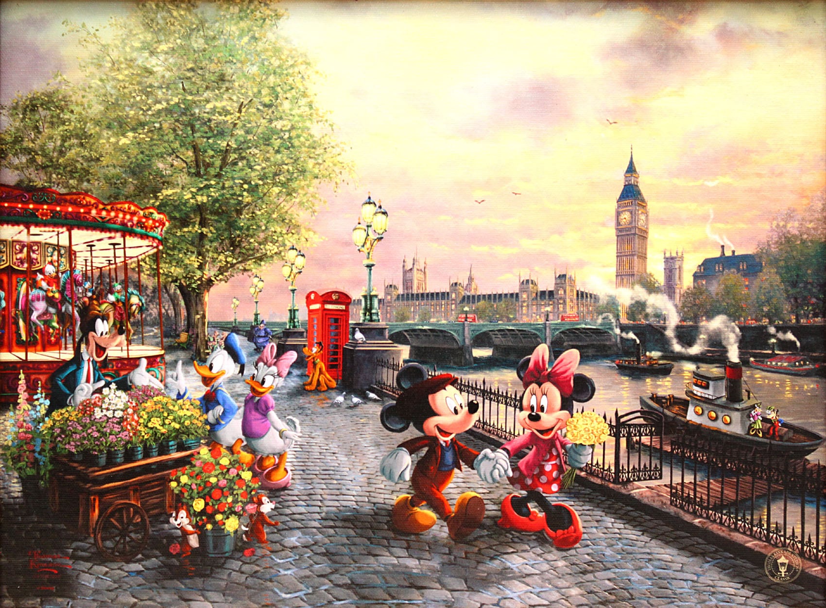 ディズニー絵画「ミッキー＆ミニー/イン ロンドン」作品証明書 展示用