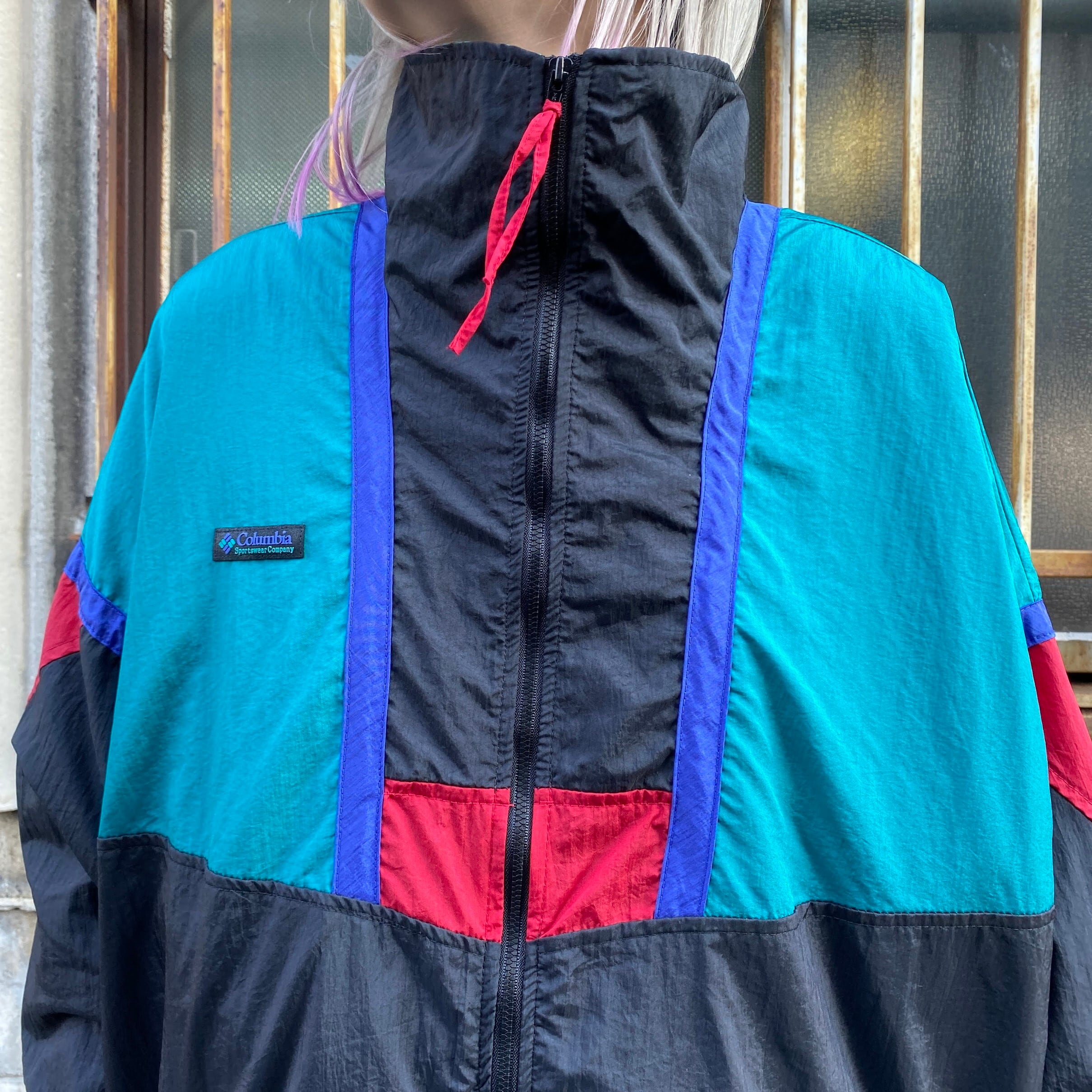 90年代 Columbia コロンビア 切替 ナイロンジャケット メンズL 古着