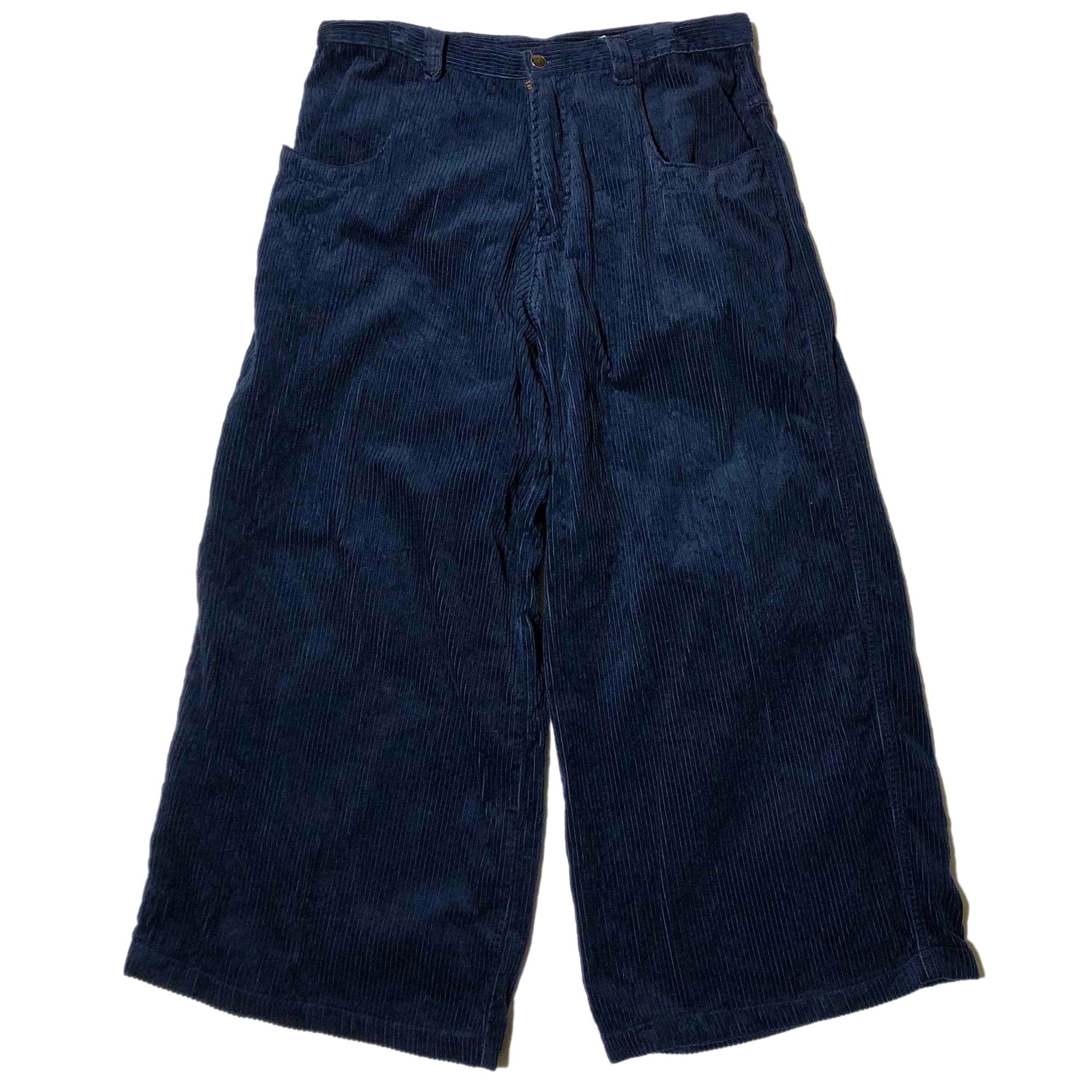 90s GARMENT STAGE 太畝コーデュロイ 極太バギーパンツ 紺 【W40
