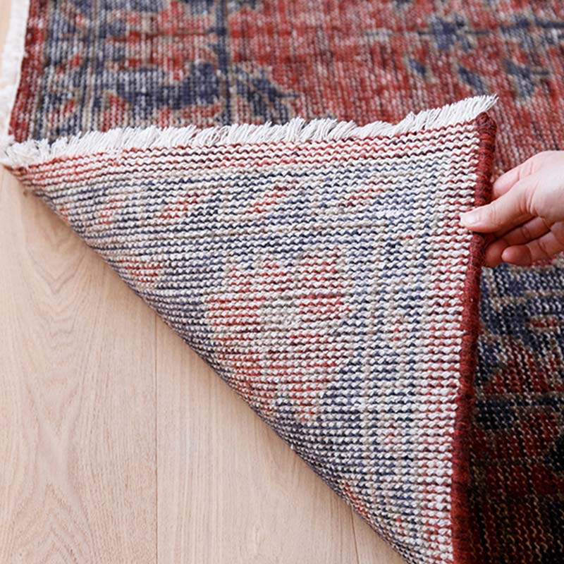 ヴィンテージ風ラグ ウール100％の赤い絨毯 [DP01ダークレッド] | ボー