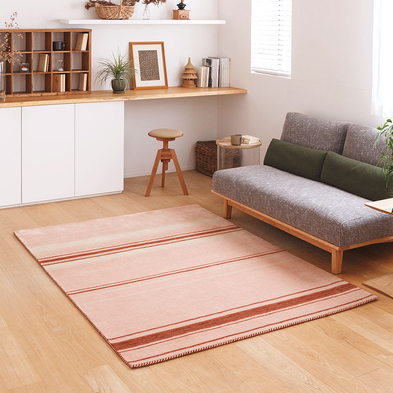 上質ウールの天然素材ラグ ピンク [ハグみじゅうたん] さくら