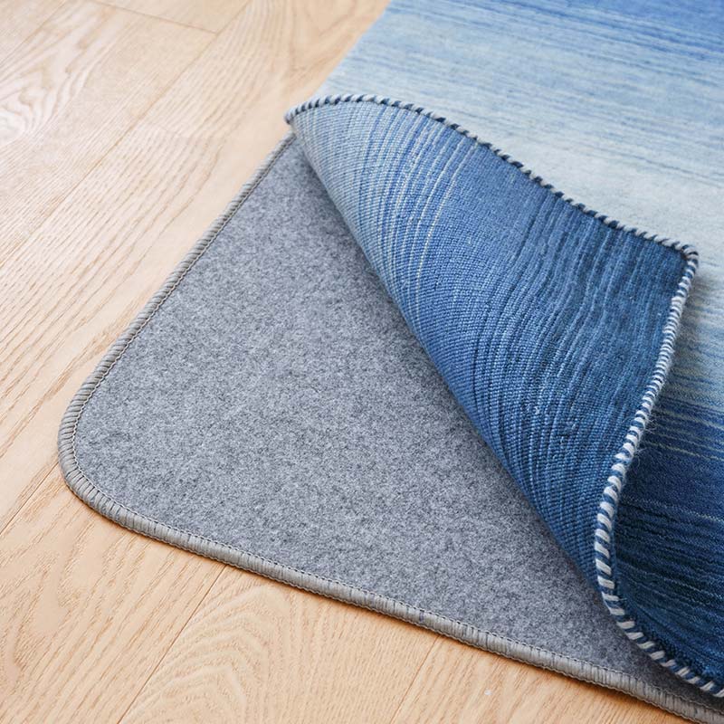 厚手のリーズナブルウールラグ グラデーションデザイン [ブルー(青