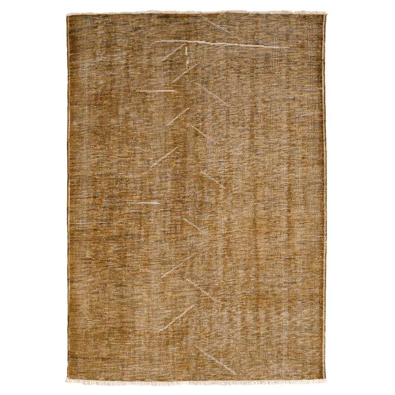 ヴィンテージ風ラグ ウール100％ 黄色絨毯 [NR5603アンティーク