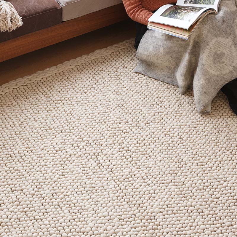 天然素材の北欧風厚手ウールラグ [ホワイトグレー] / WW51 | ボー