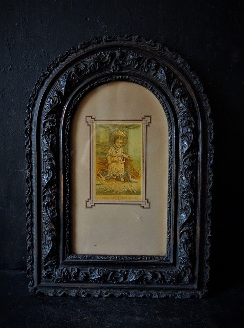 西洋アンティーク・フランス・1900年・黒いレリーフのアーチ額