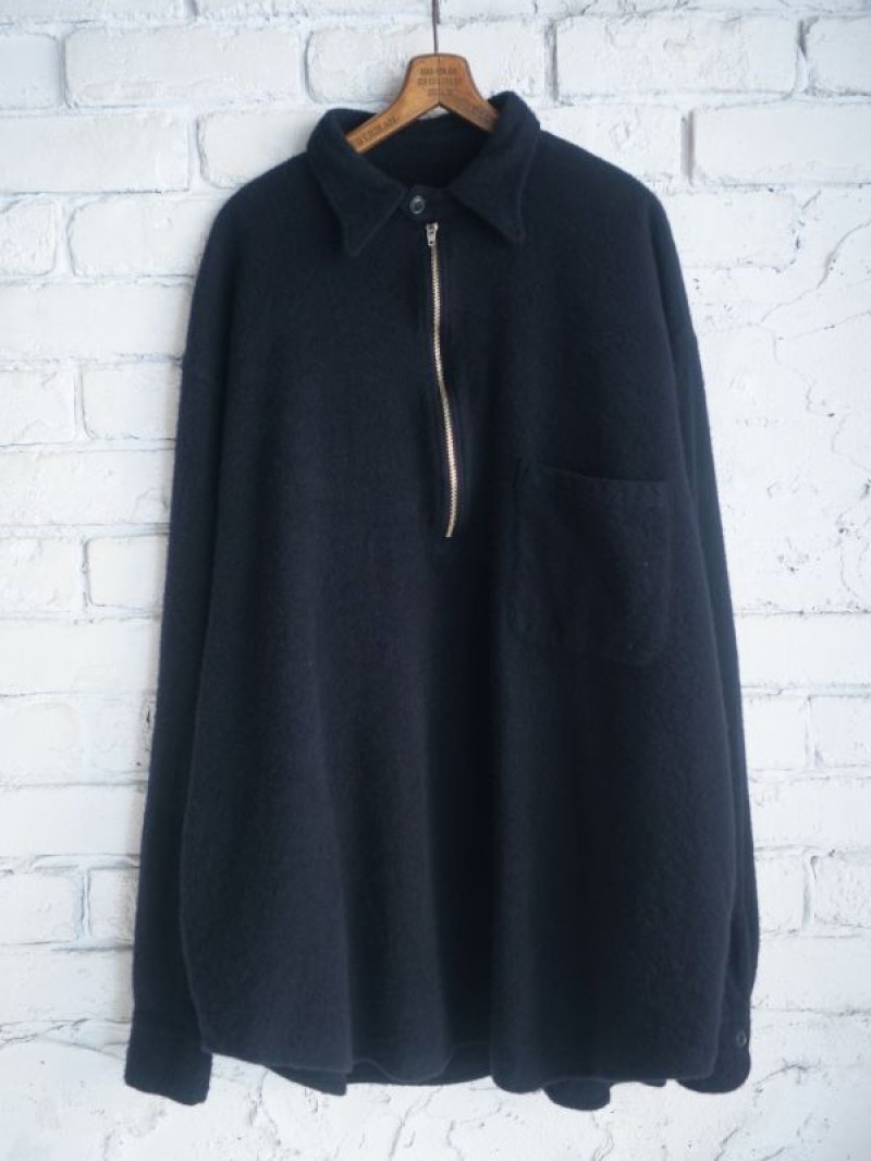 COMOLI コモリ 縮絨ウールハーフジップシャツ (Y03-02010)