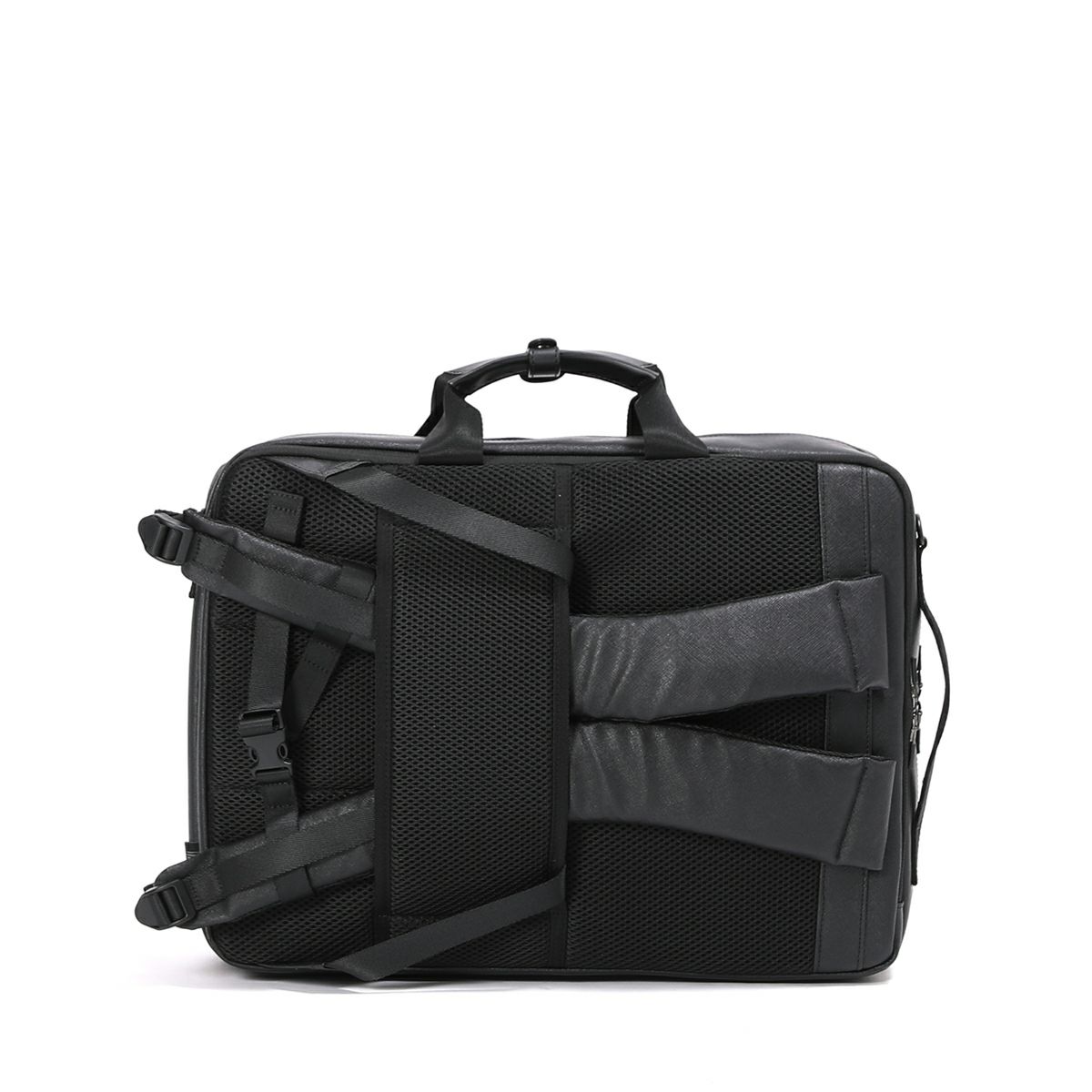 No.60648：3WAYリュック42cm EX6cm サフィアーノブラック | BERMAS