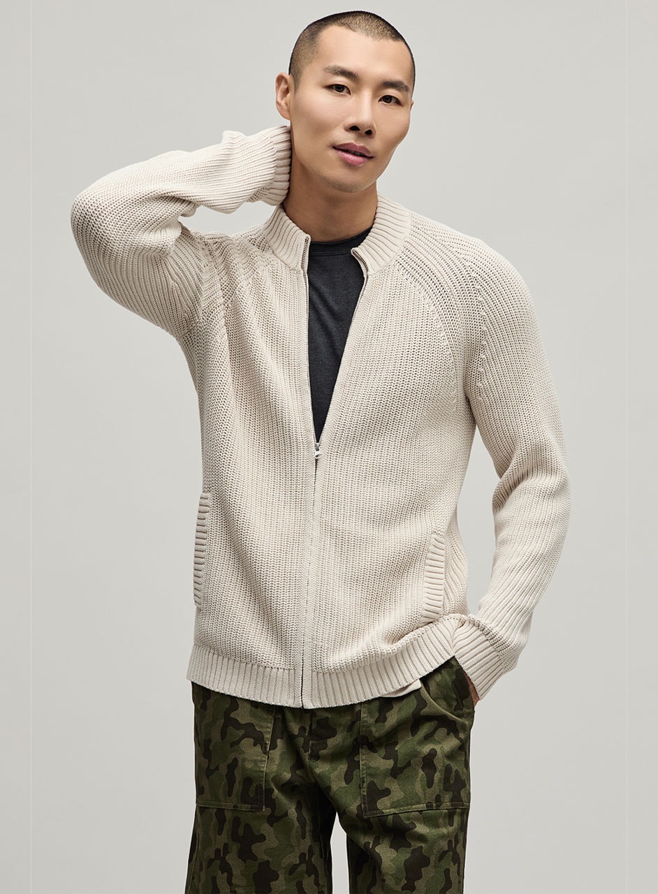 メンズ ジップアップ カーディガン サンブリーチ(4320800002