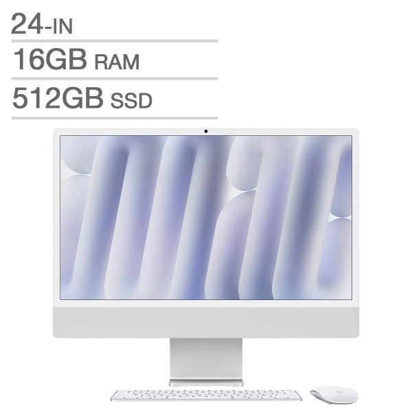Apple 24 in. iMac, Apple M4 Chip - 16 GB RAM, 512 GB SSD, Silver