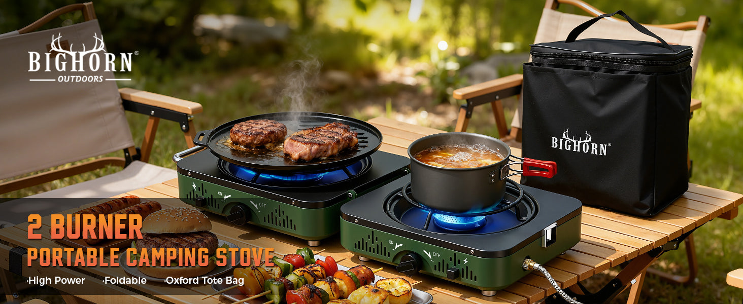 Portable 2 Burner Propane Camping Stove