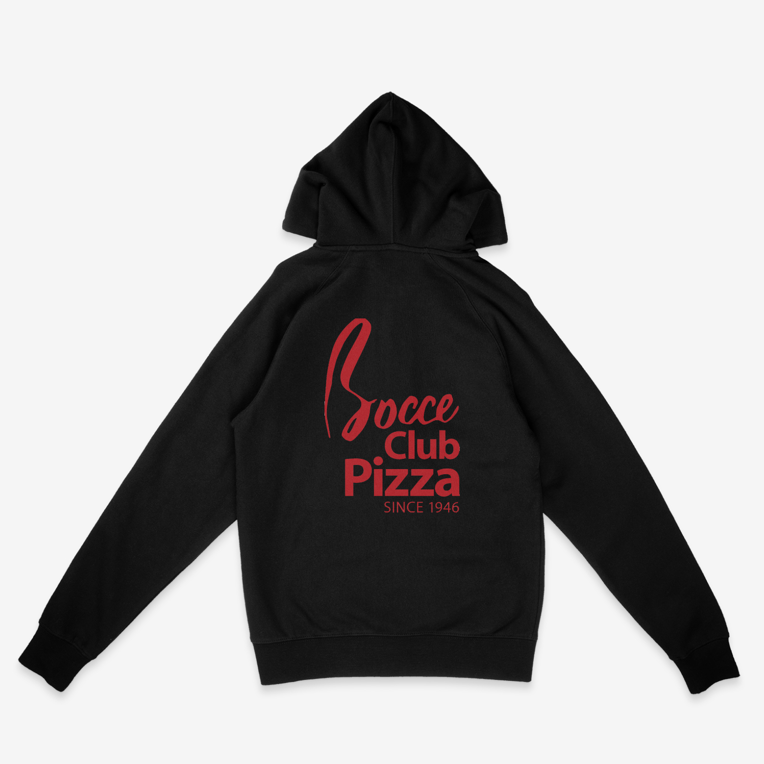 Black Logo Hooded Zip Up Sweatshirt - Bocce Club Pizza