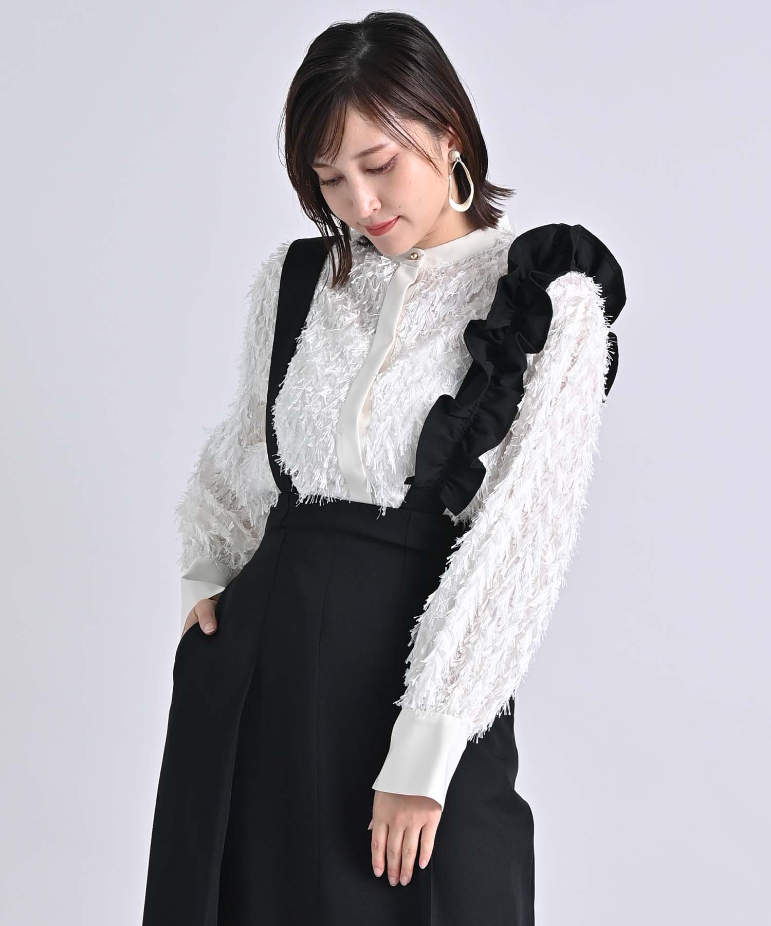 カットジャガードボウタイブラウス シャツ・ブラウス RAW FUDGE