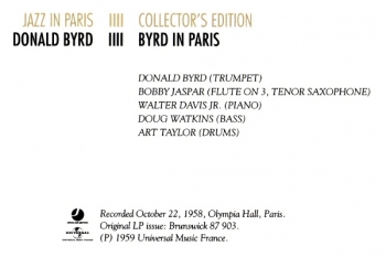 ドナルド・バードの『バード・イン・パリ』Vol.1 & Vol.2を聴く