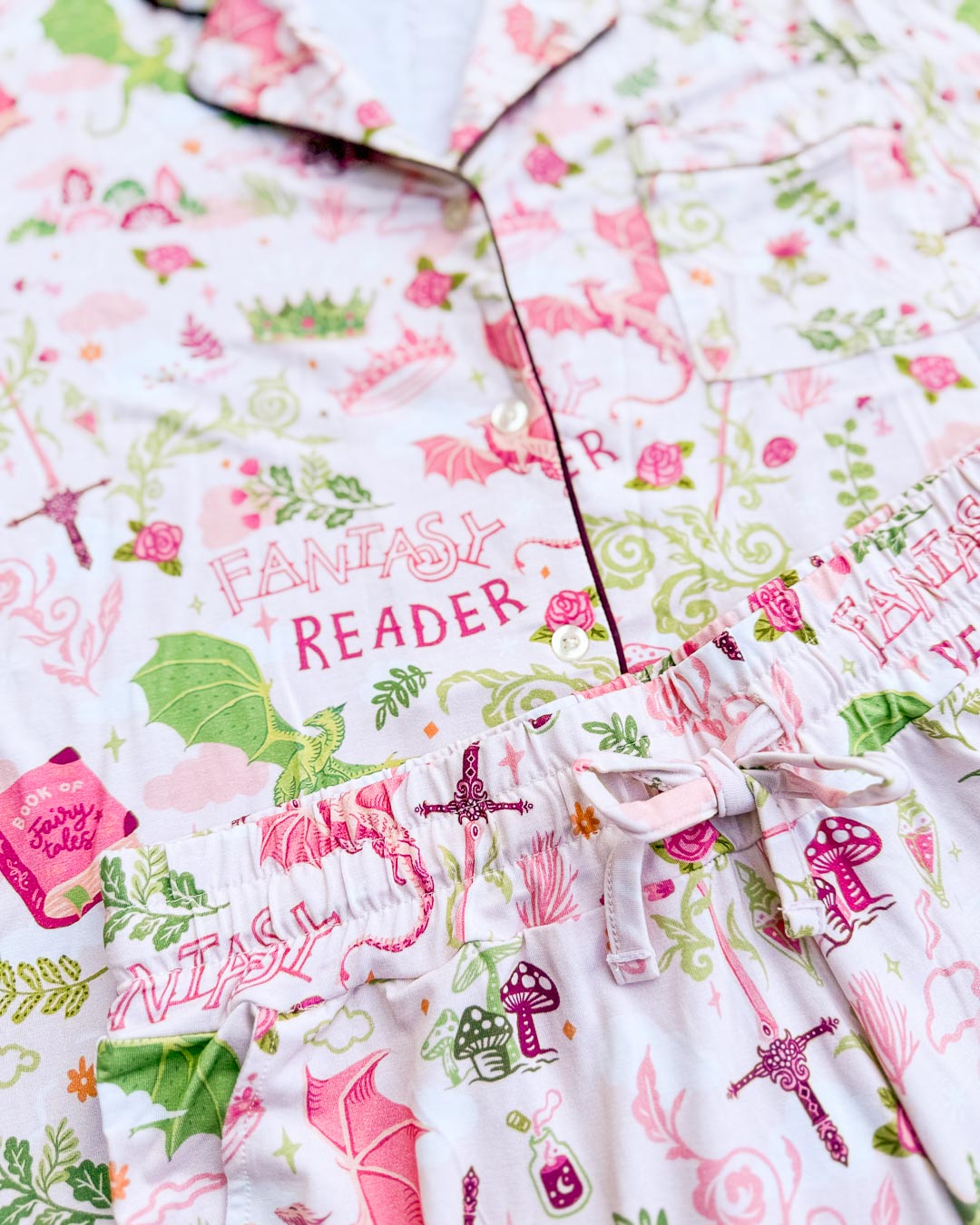 Fantasy Reader Bamboo Shorts Pajama Set - Blissfully Bookish