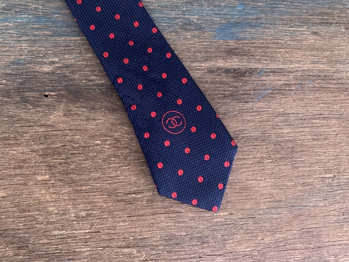 イタリア製 CHANEL シャネル ネクタイ ブルー 水玉 ヴィンテージ